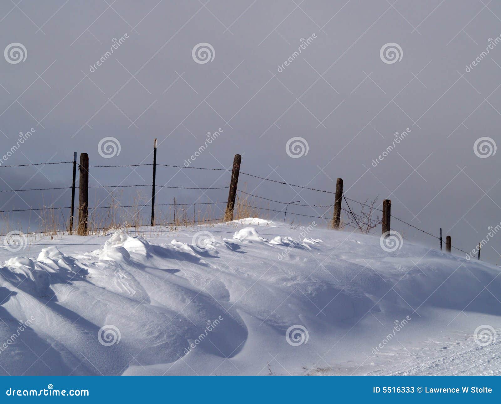 snowdrifts and fence