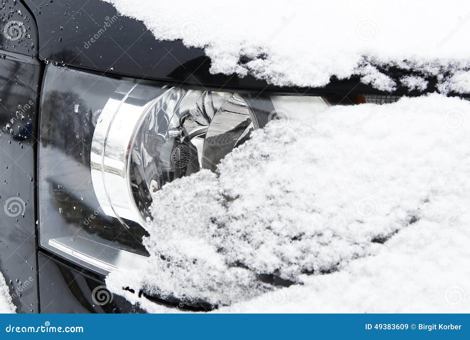 Snowed Car Headlights in Winter Stock Image Image of outside, seasonal 49383609