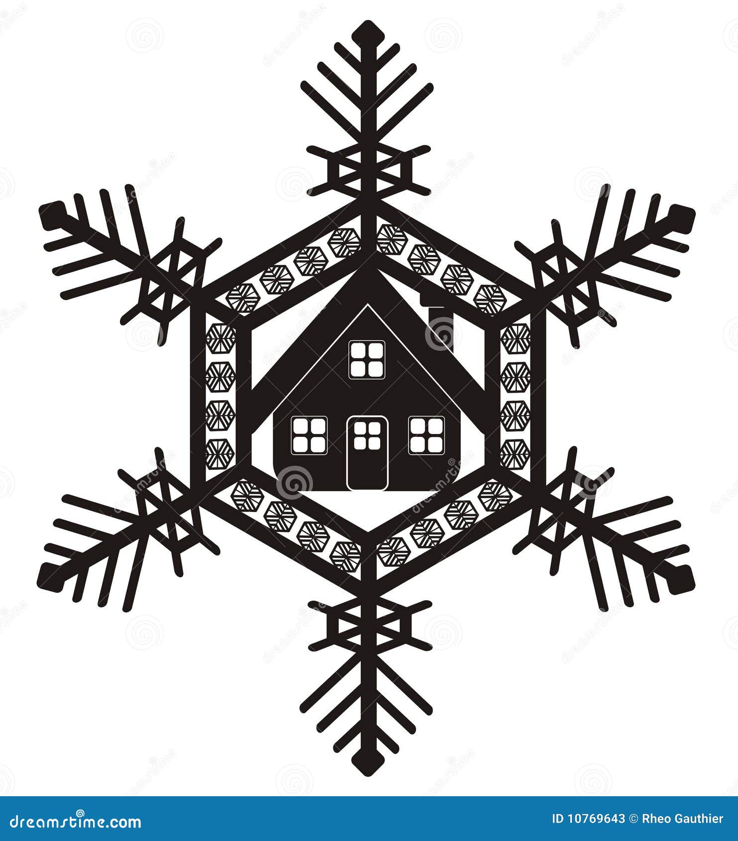 Snowflake with house stock illustration. Illustration of house 10769643