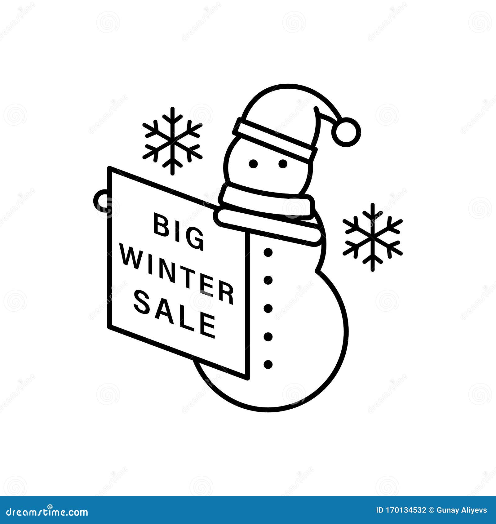 snowflake snowman icon. simple line, outline  s of winter sale icons for ui and ux, website or mobile application