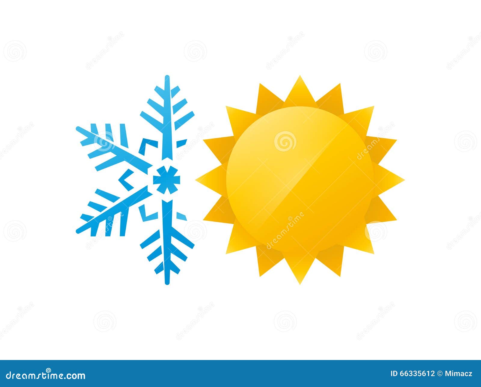 Snowflake and sun icon stock illustration. Illustration of cool 66335612