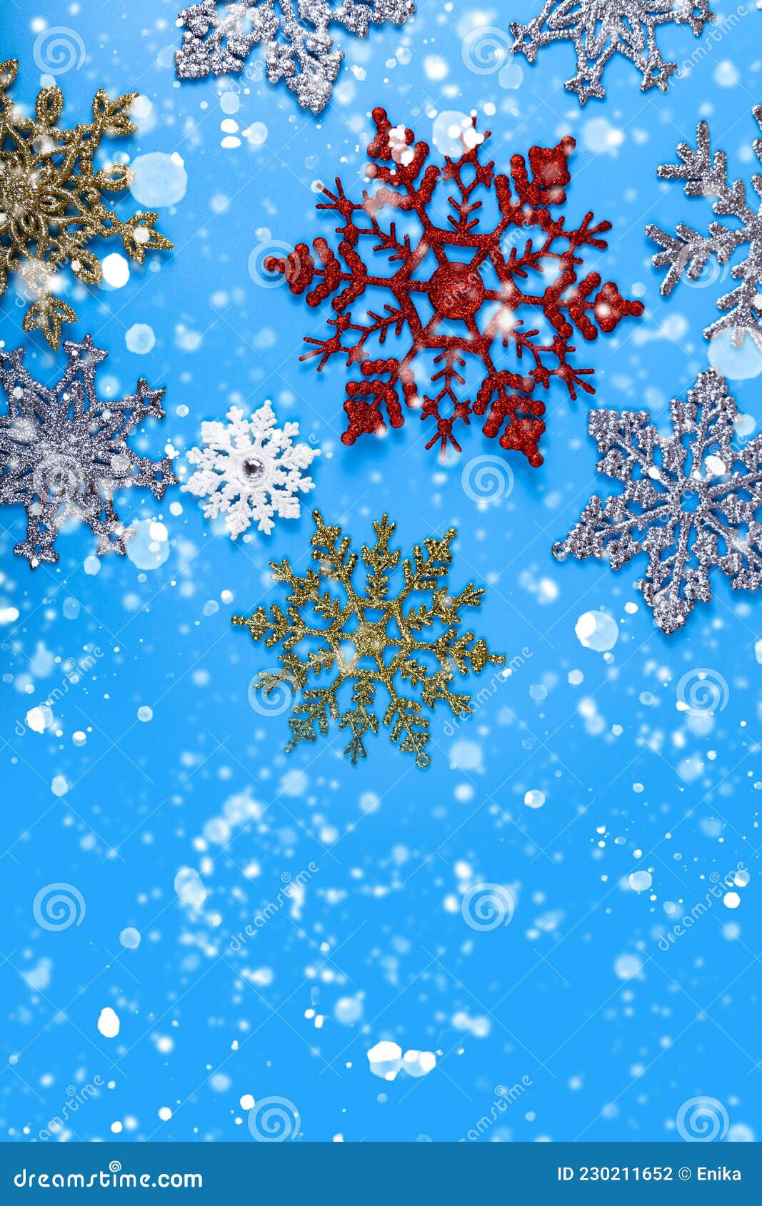 Snowflakes on a Blue Background. Christmas Decor Stock Photo Image of