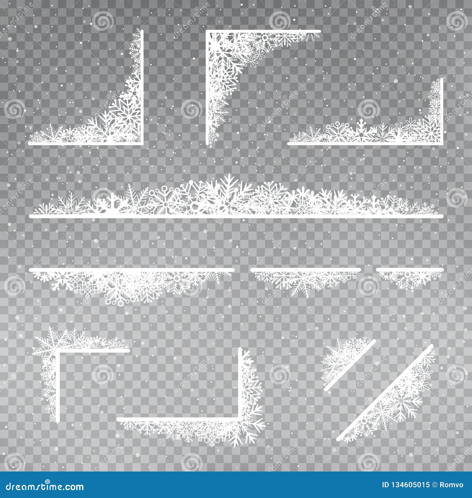 snowflakes frame corner template set