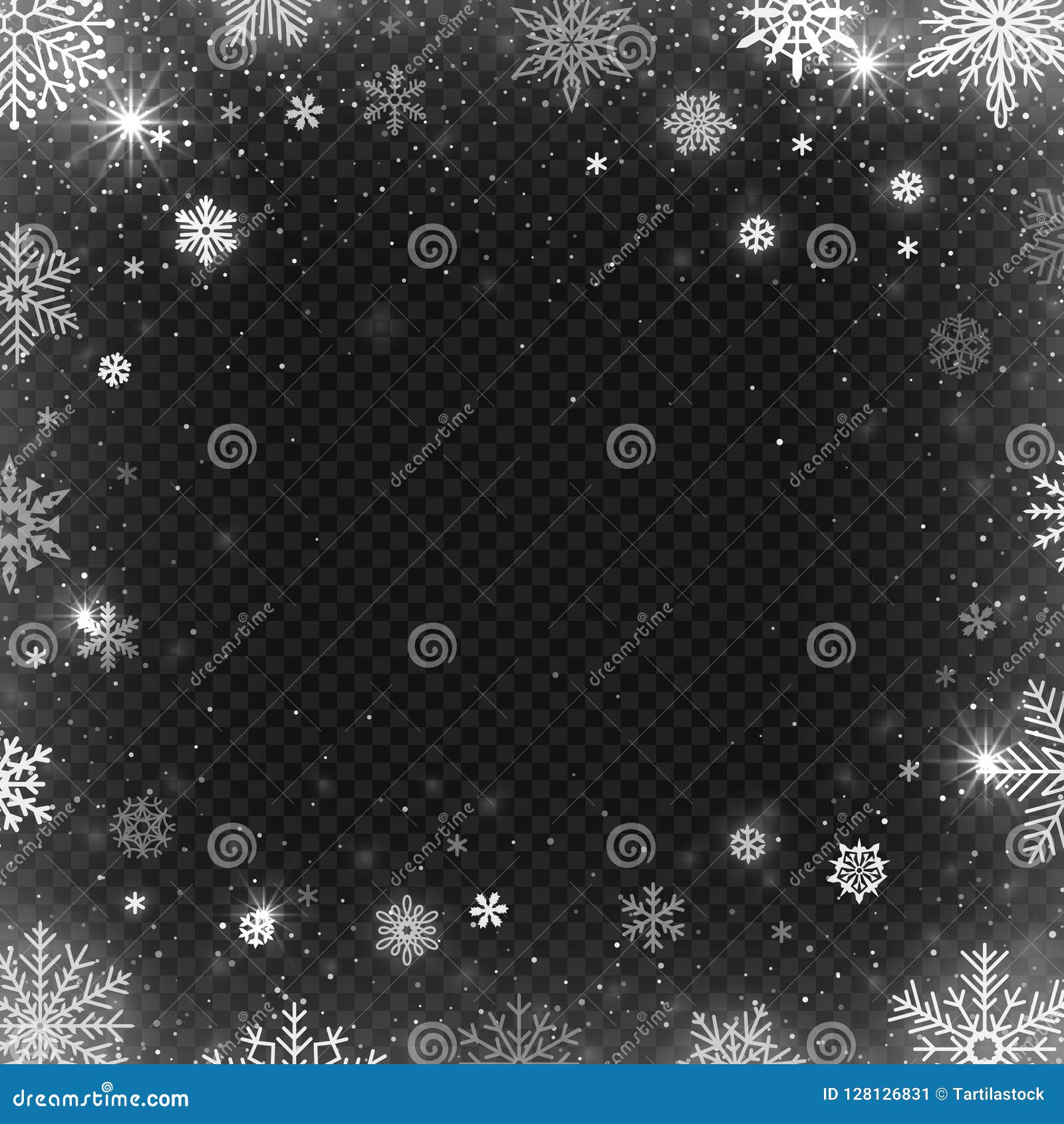 Snowflakes Frame. Winter Snowed Border, Frost Snowflake and Christmas ...