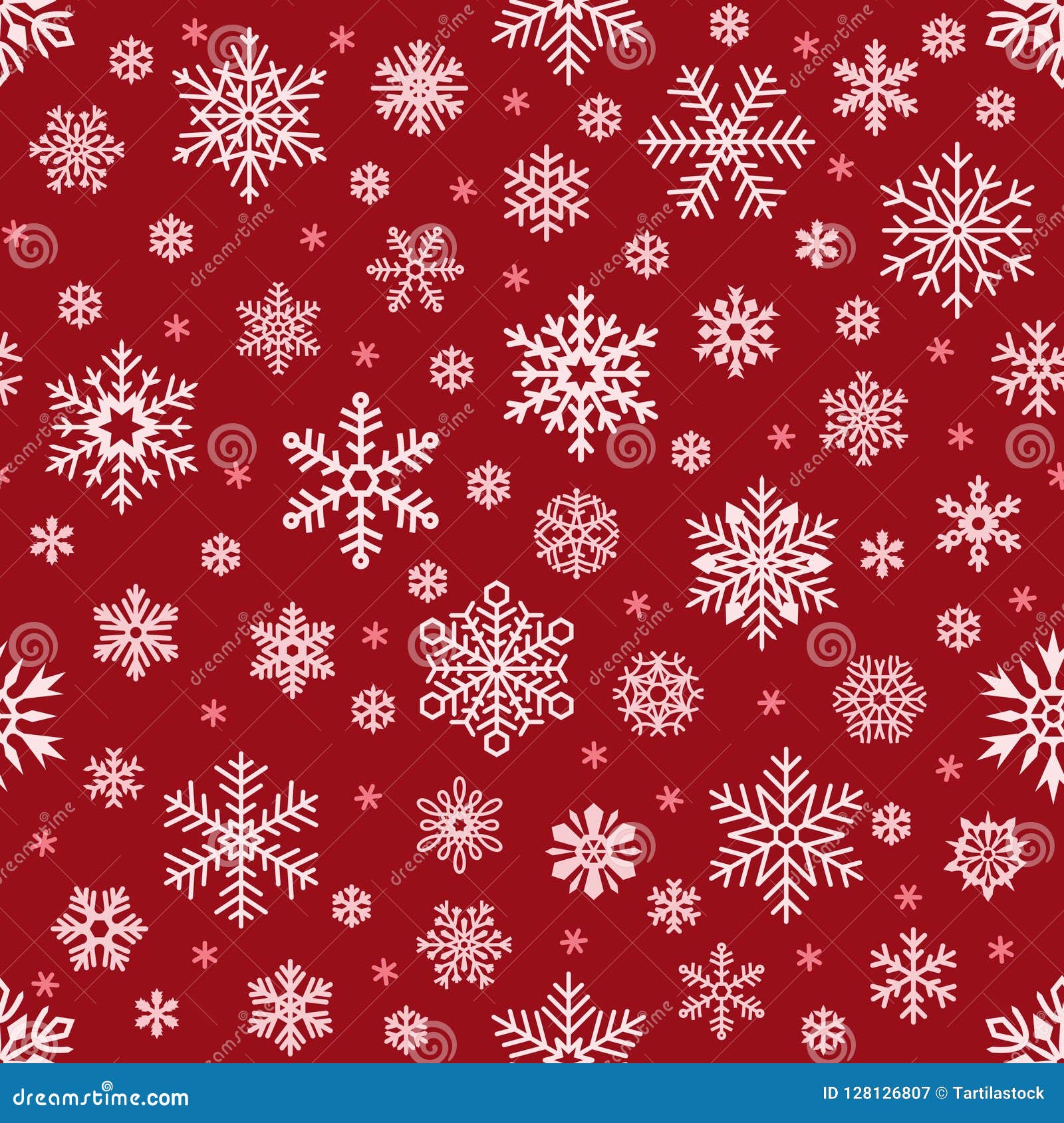 Snowflakes Pattern. Christmas Falling Snowflake on Red Backdrop. Winter ...