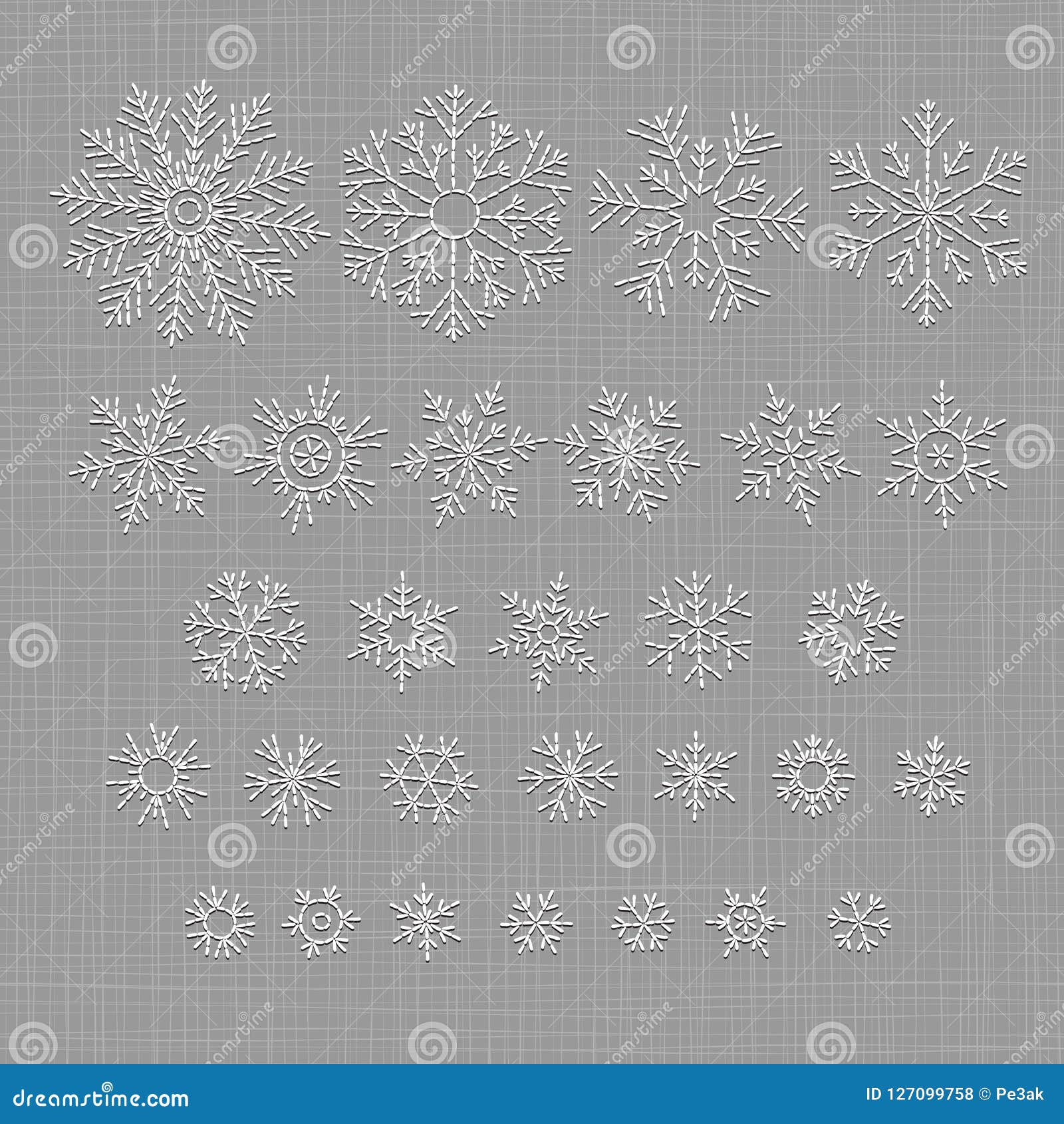 Snowflakes Set Cross Stitch Scheme Of Knitting And Embroidery Stock