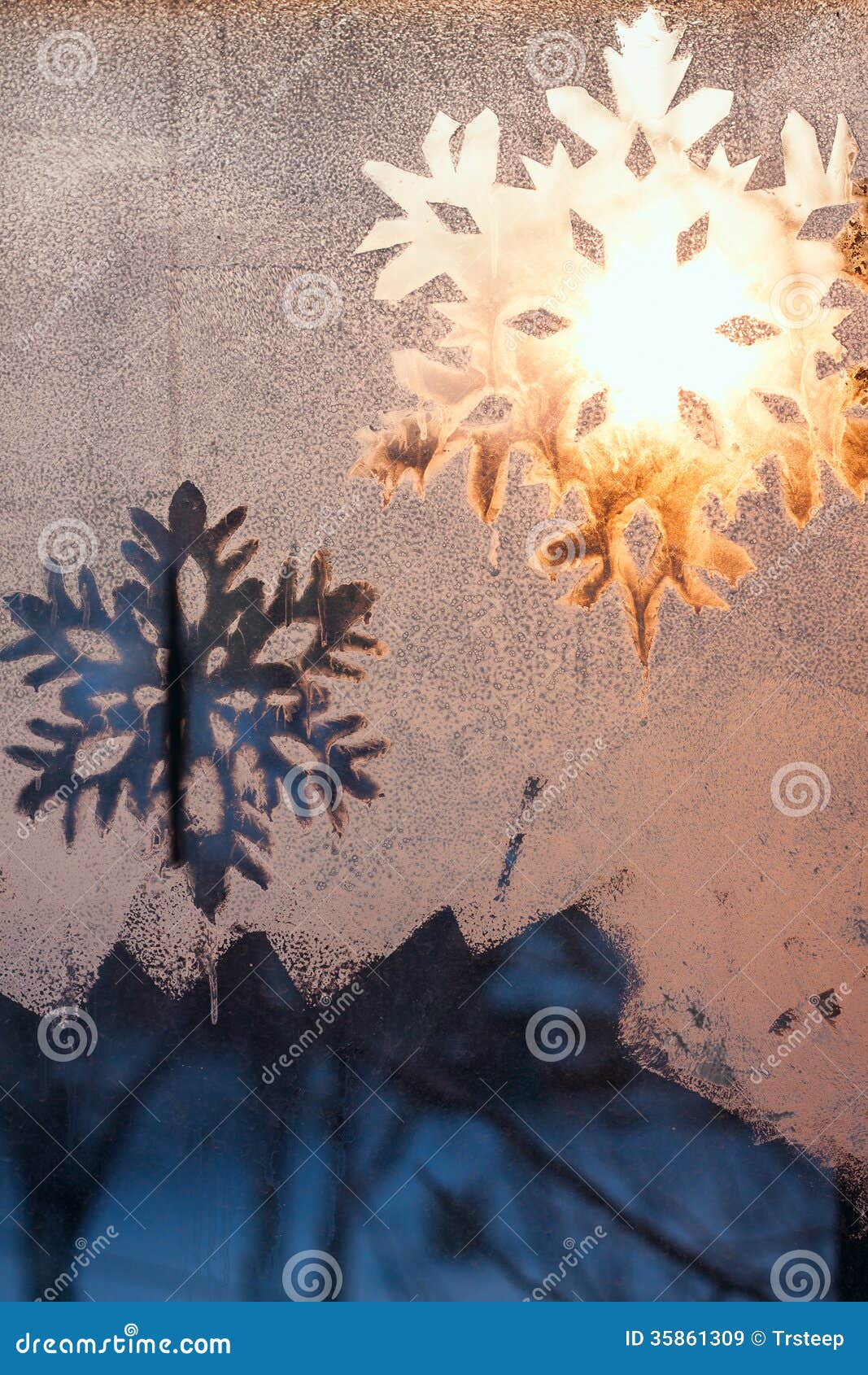 Snowflakes on the window stock image. Image of pattern - 35861309