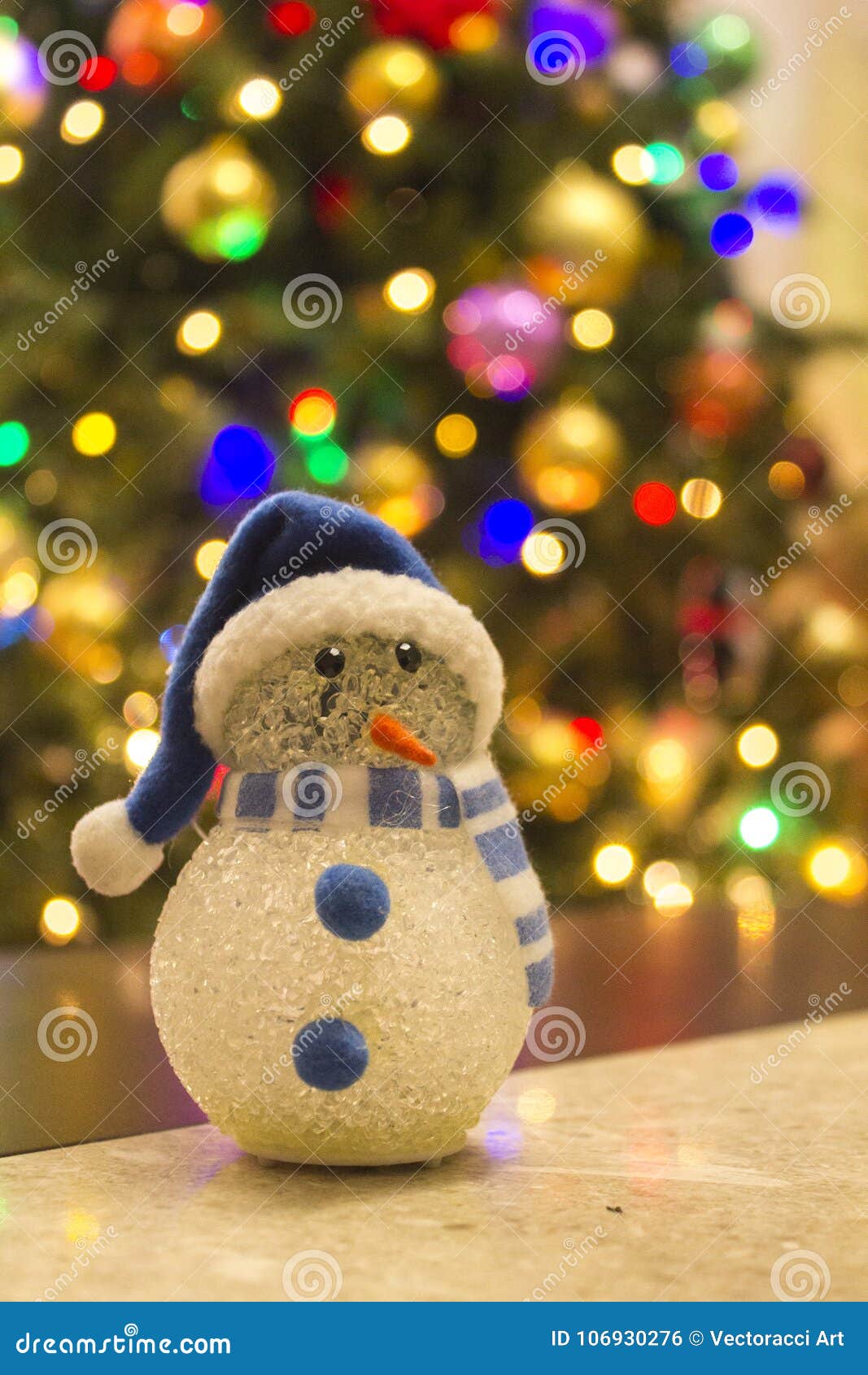 snowman with christmas tree background