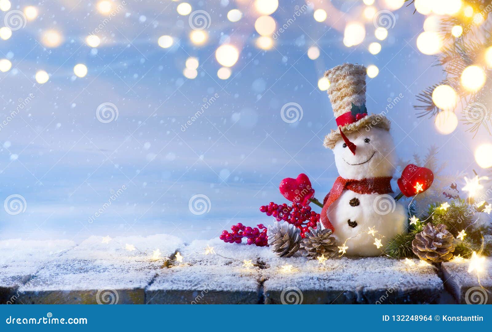 Christmas Snowman and Christmas Tree Decoration; Stock Photo - Image of ...