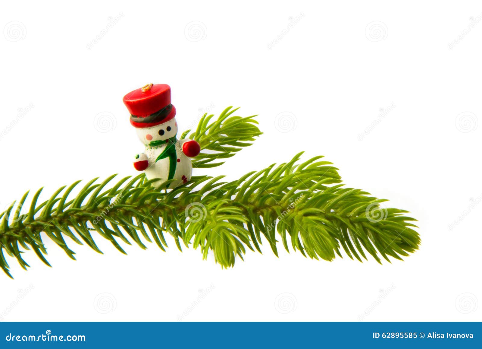 Snowman on the Christmas Tree Stock Image Image of bauble, gift 62895585