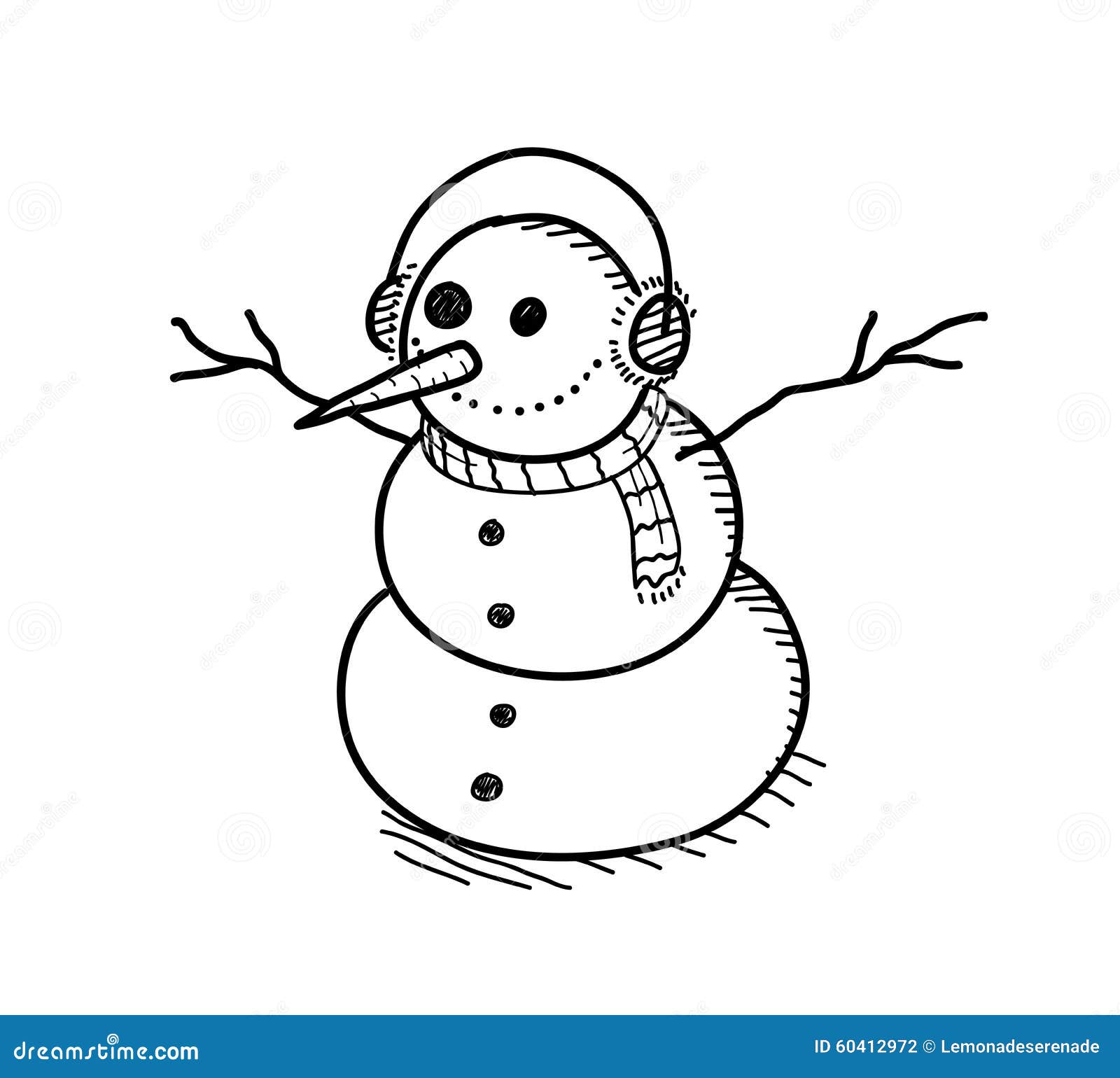 Snowman Doodle stock vector. Illustration of design, symbol - 60412972