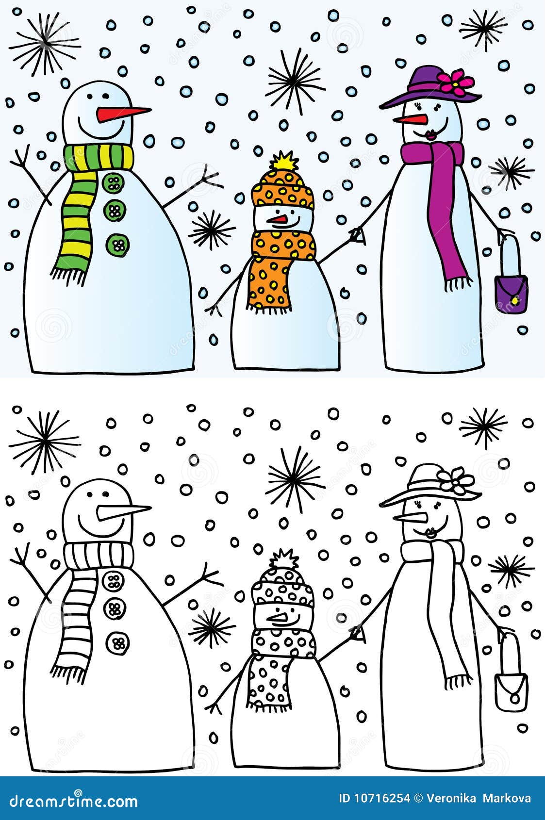 Download Snowman family stock vector. Illustration of happy, handbag - 10716254