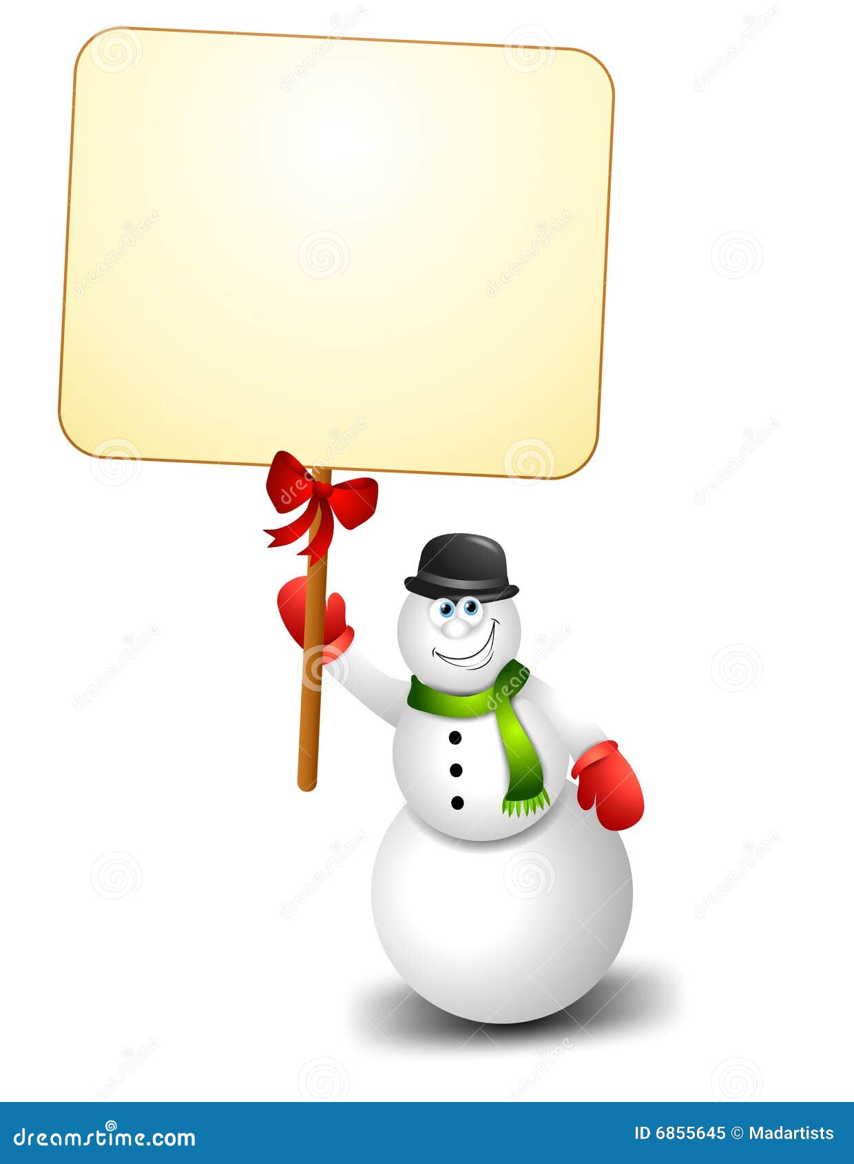 Snowman Holding Sign Stock Illustration Illustration Of Clip 6855645