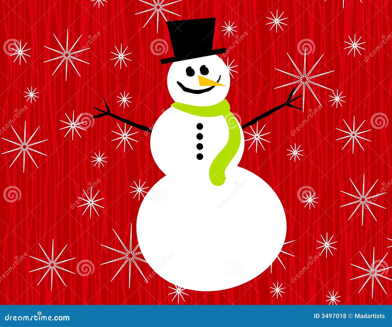 Snowman Snowflakes on Red stock illustration. Illustration of snowman ...