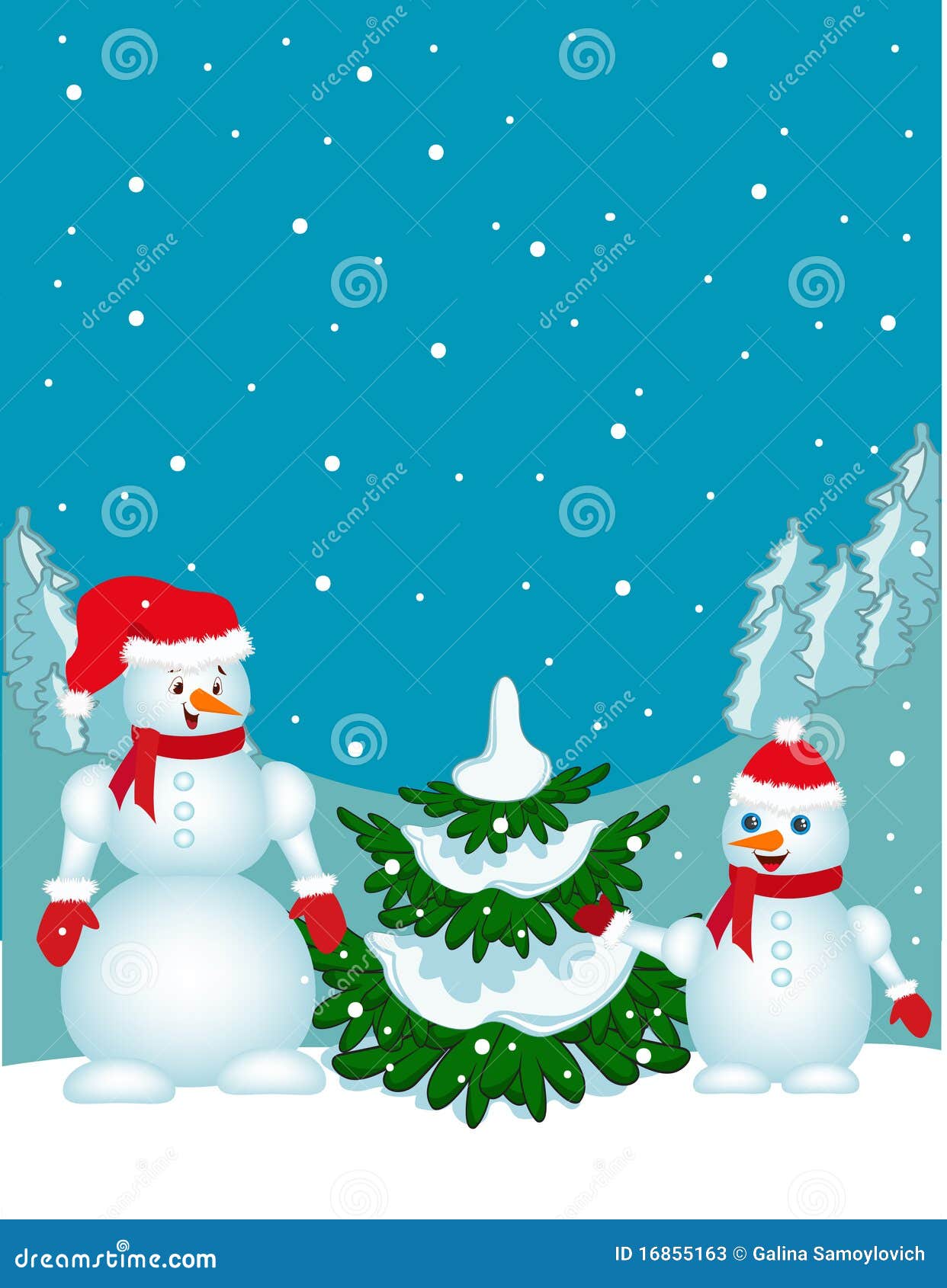 Snowmen stock vector. Illustration of head, snowflake 16855163