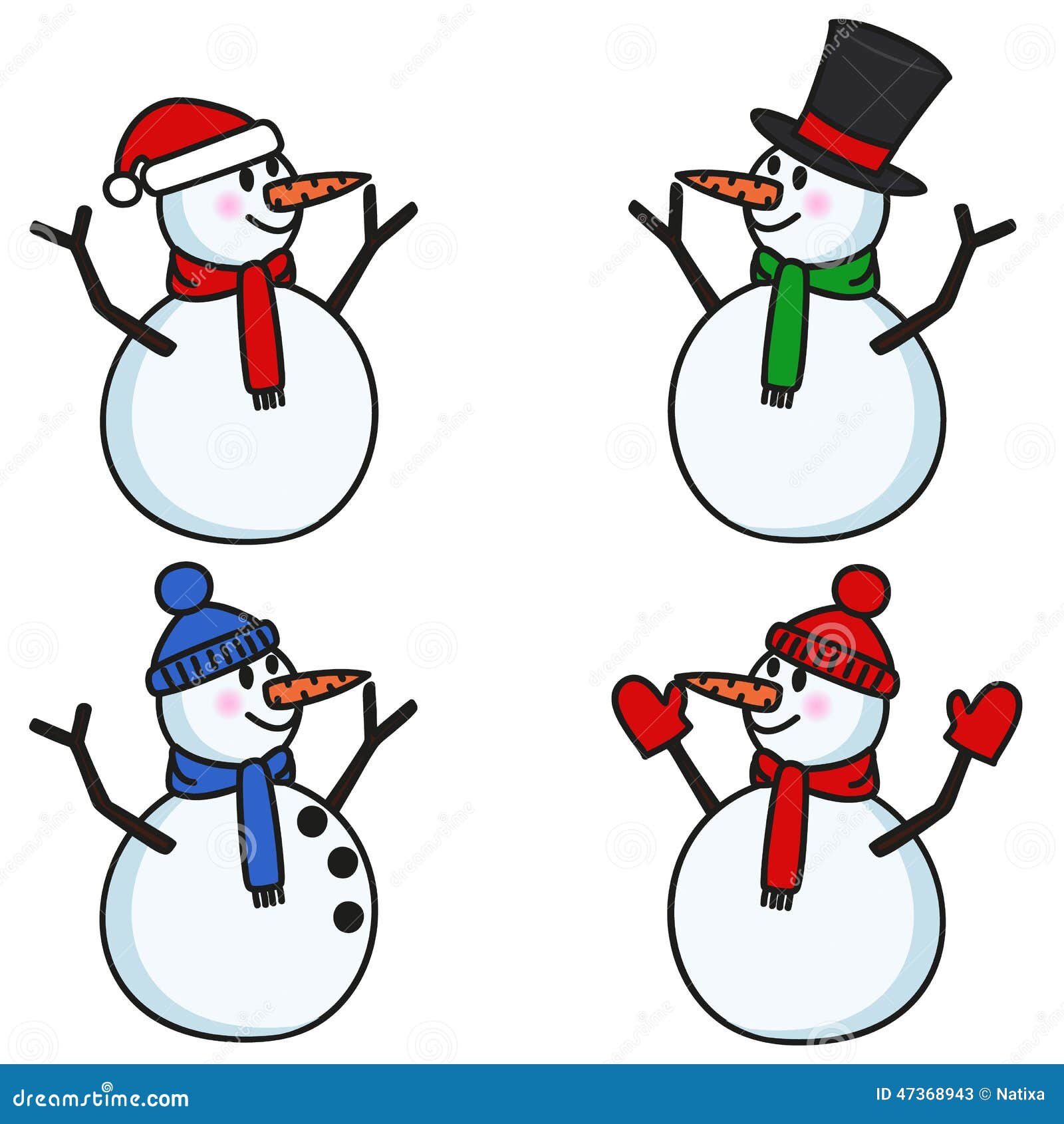 Snowmen set stock vector. Illustration of illustrations 47368943