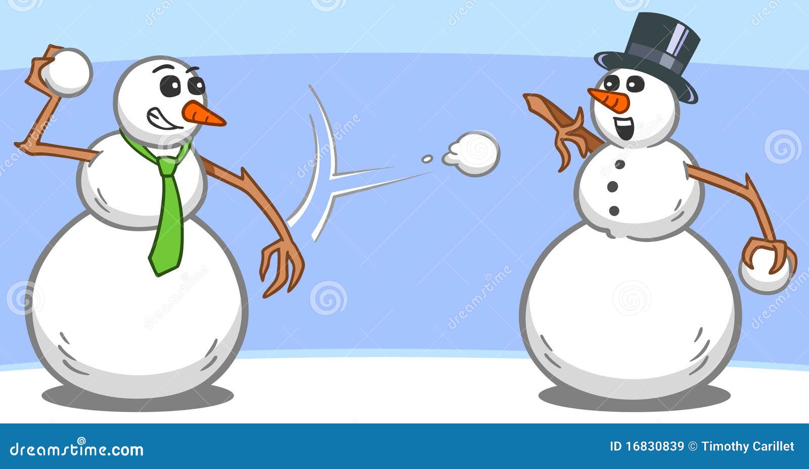 Играть в снежки снеговик