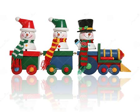 Snowmen on Train stock image. Image of white, merry, colorful - 1523857