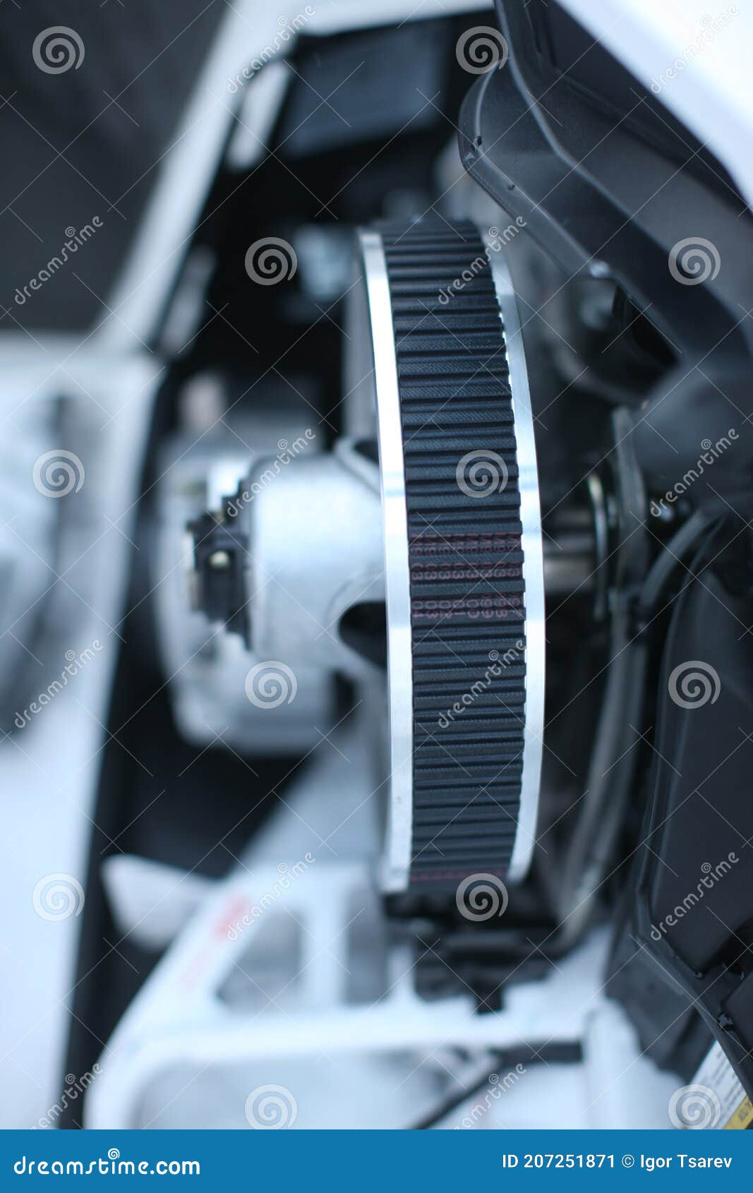 Snowmobile Engine with Gears and Belts. Stock Image Image of
