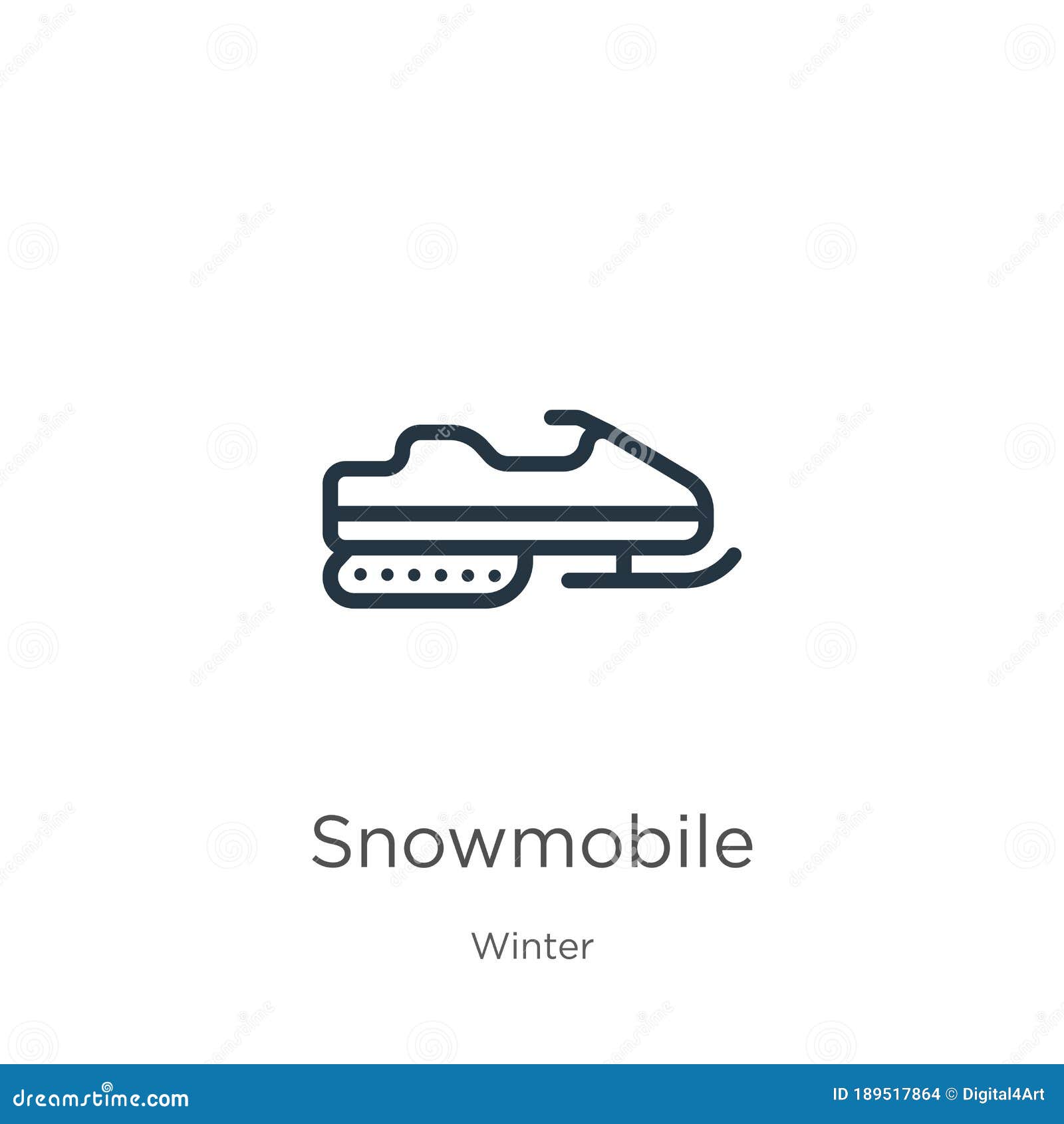 Snowmobile Icon. Thin Linear Snowmobile Outline Icon Isolated On White