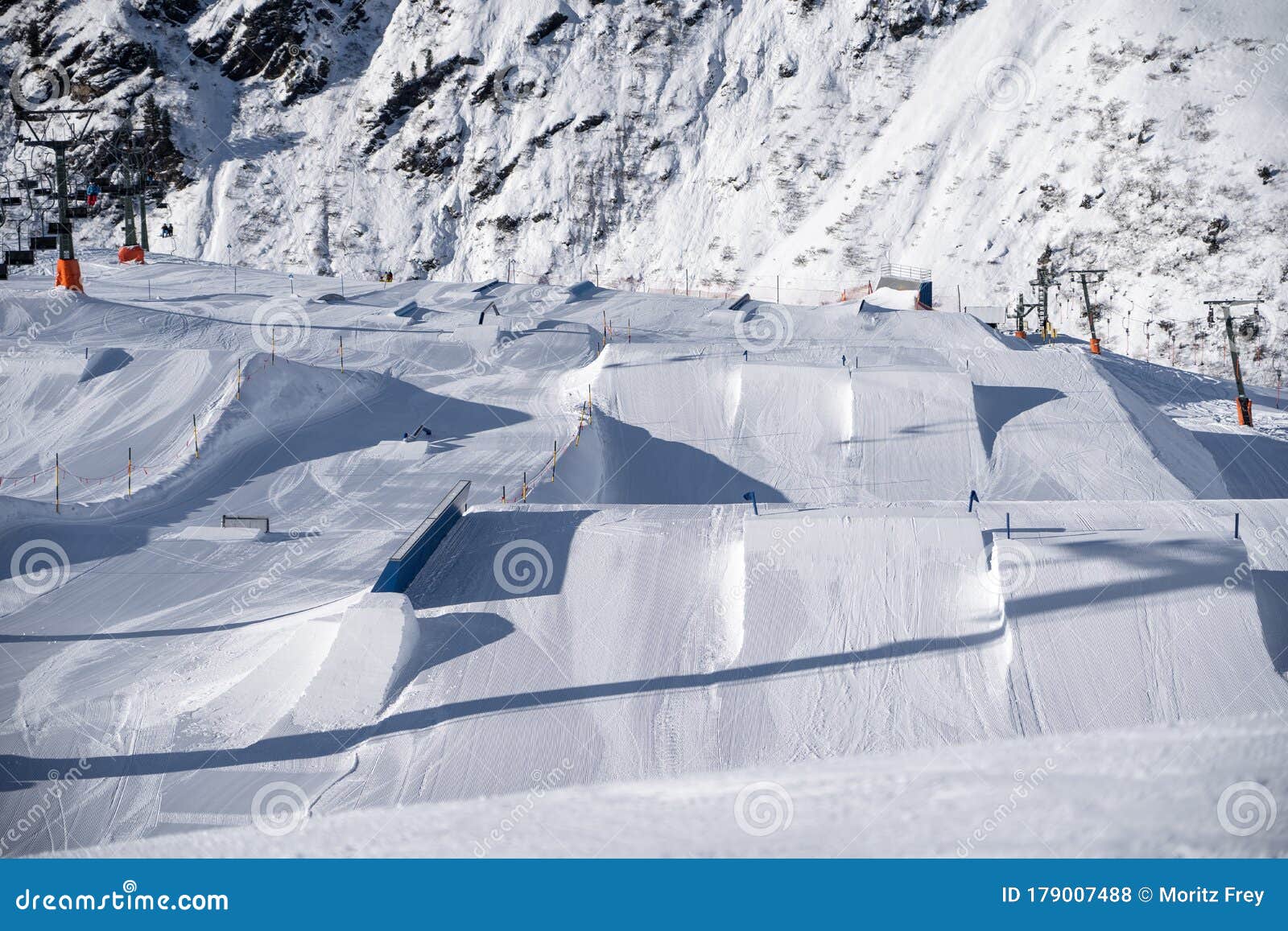 snowpark in st.anton am arlberg on a sunny day