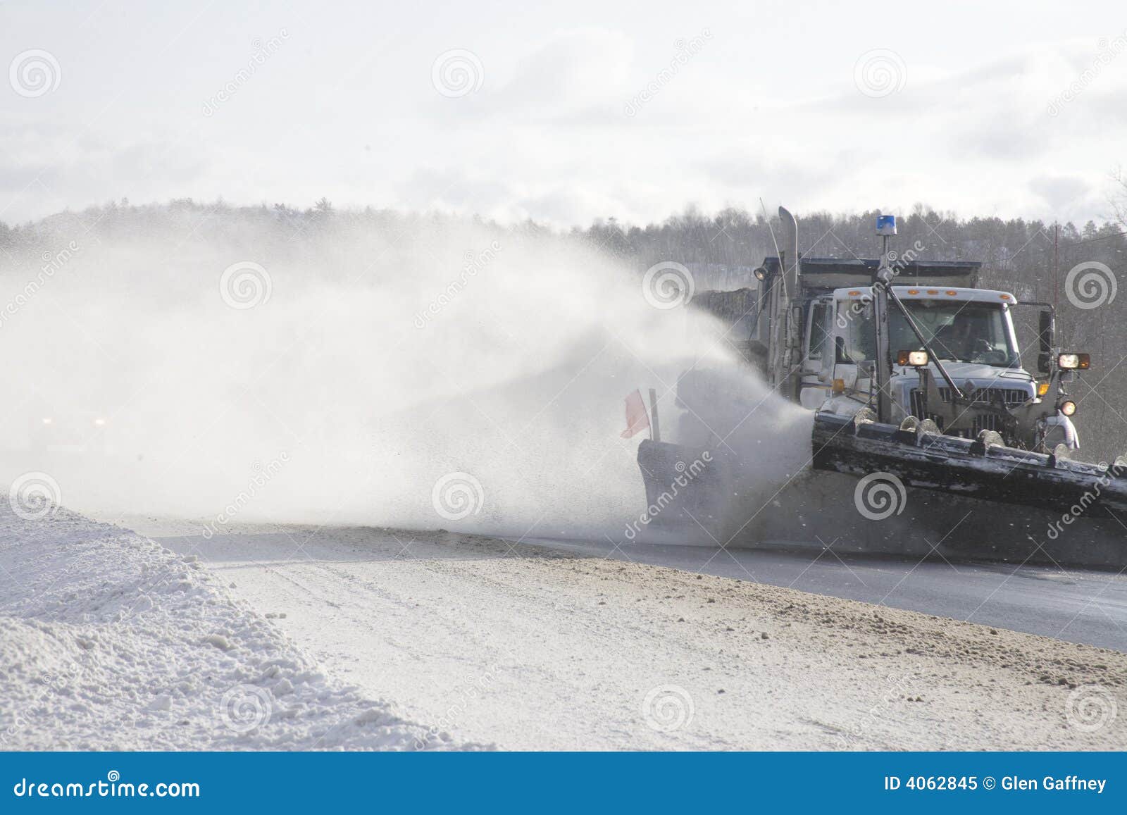 Snowplow in action stock image. Image of bank, auto, transportation