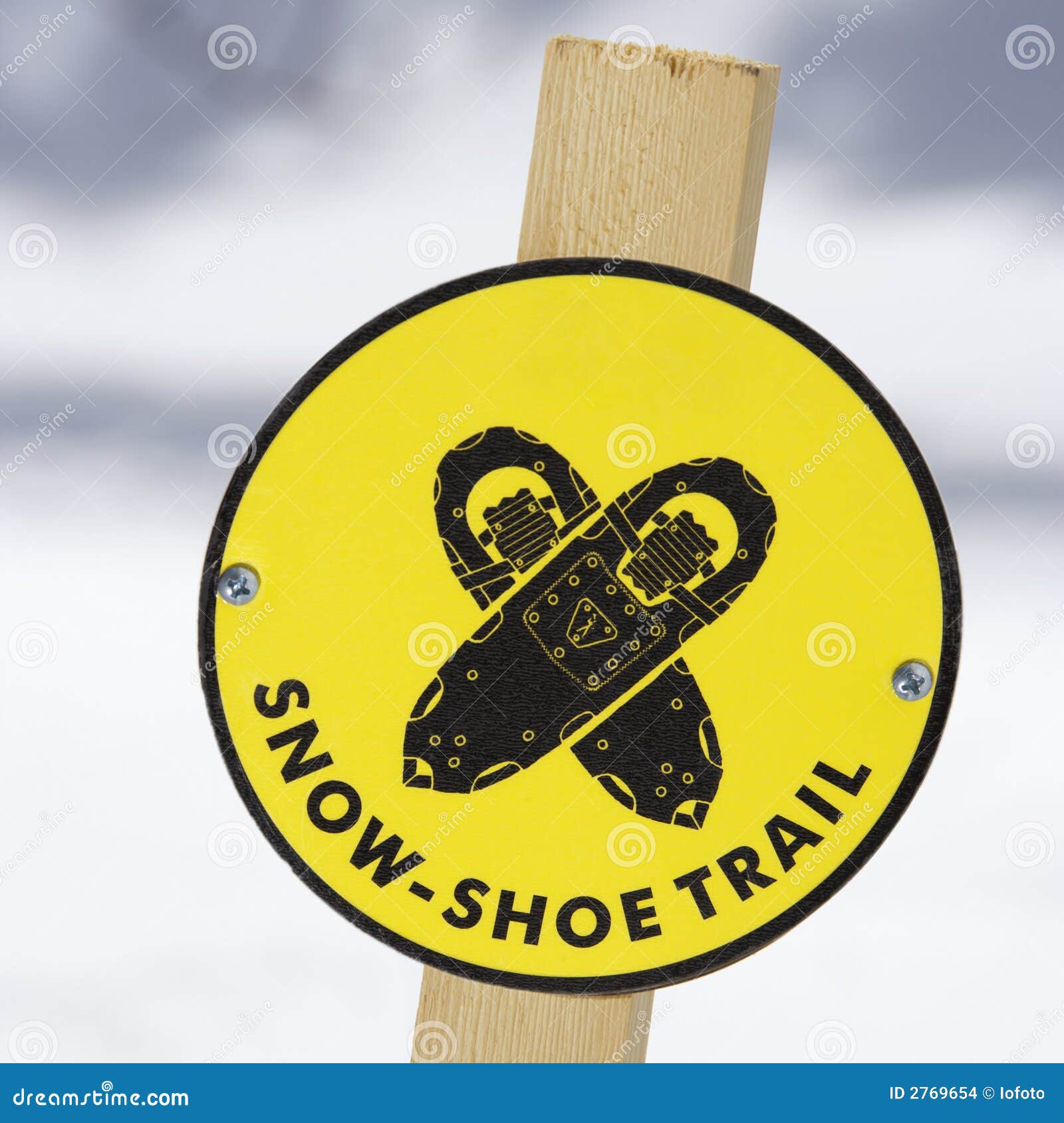 Snowshoe trail sign. stock photo. Image of outdoors, sport 2769654