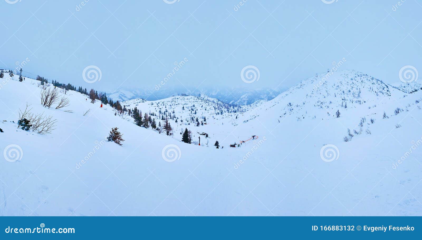 snowstorm on feuerkogel mountain plateau, salzkammergut, austria