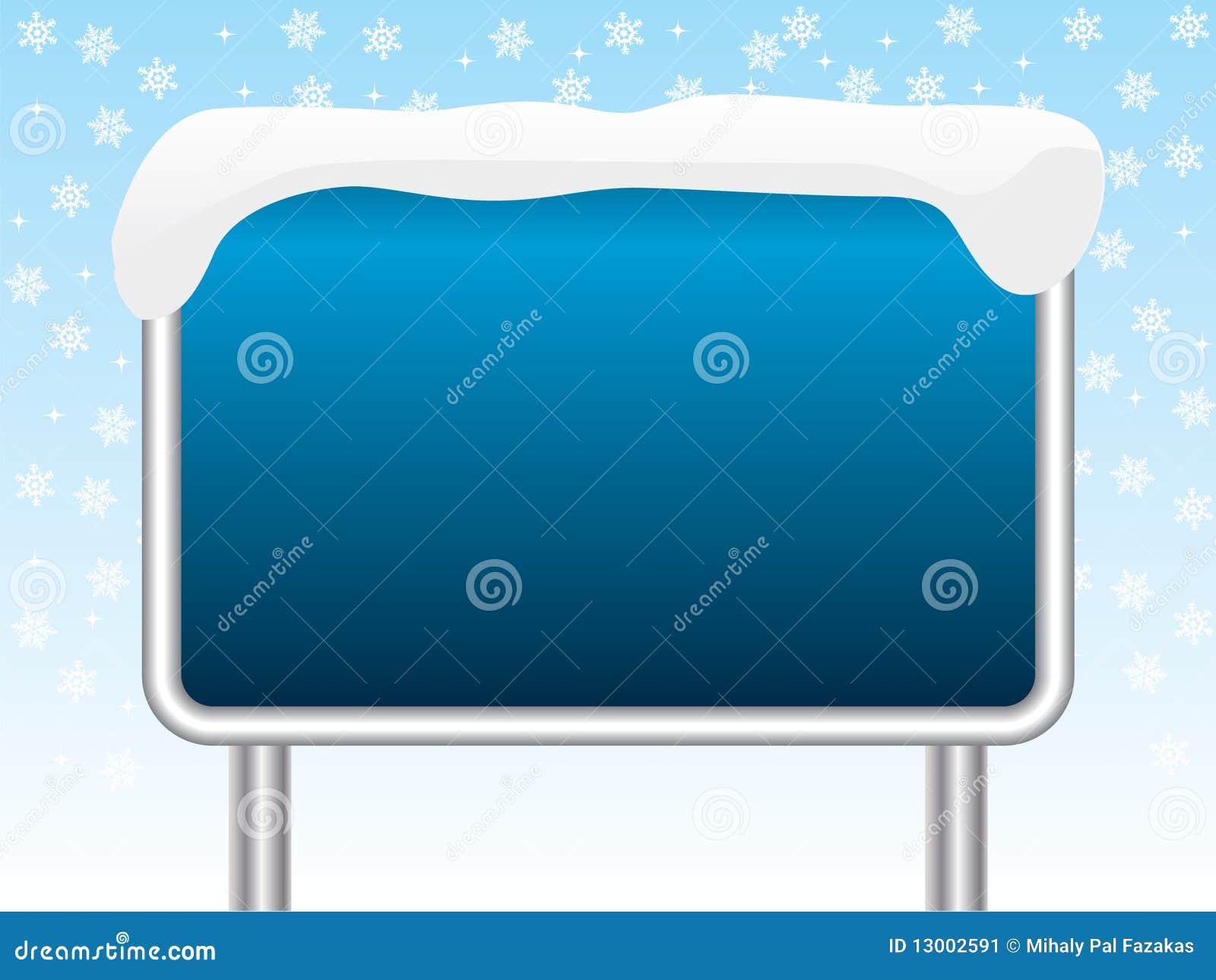 Snowy blue sign stock vector. Illustration of flake, outdoor - 13002591