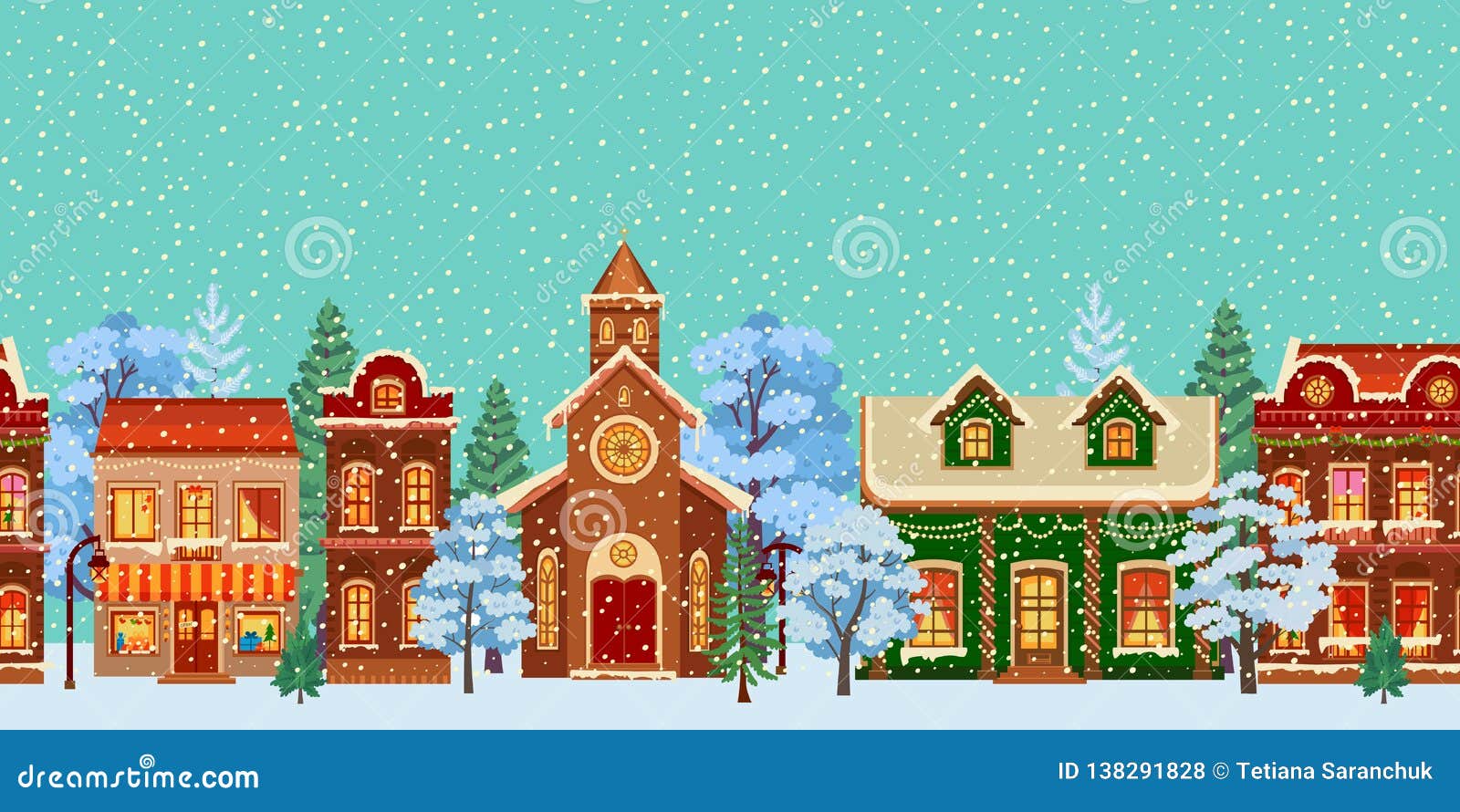 snowy christmas town