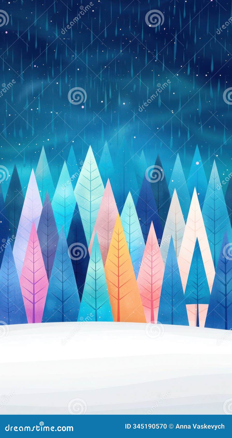 a snowy forest edge with a minimal gradient sky, leaving the upper two-thirds of the background blank for text