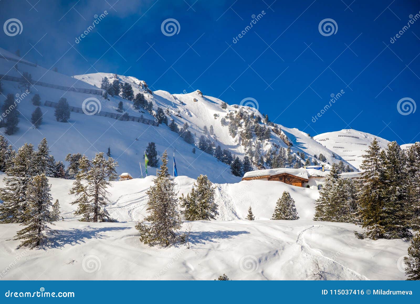 snowy landscape - winter ski resort in austria - hochzillertal