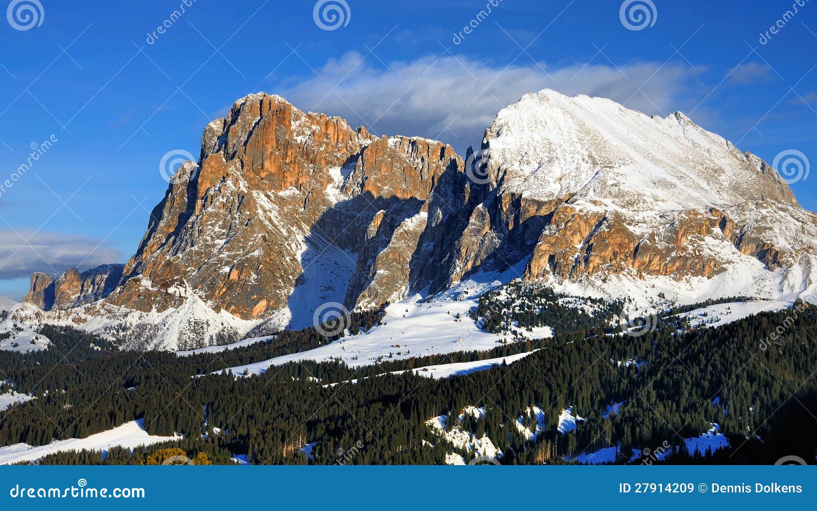 snowy mountains in val gardena