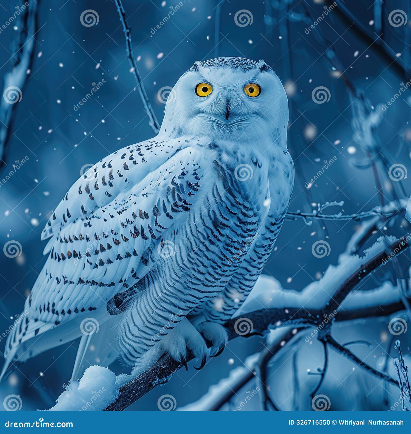 snowy owl perched on a branch