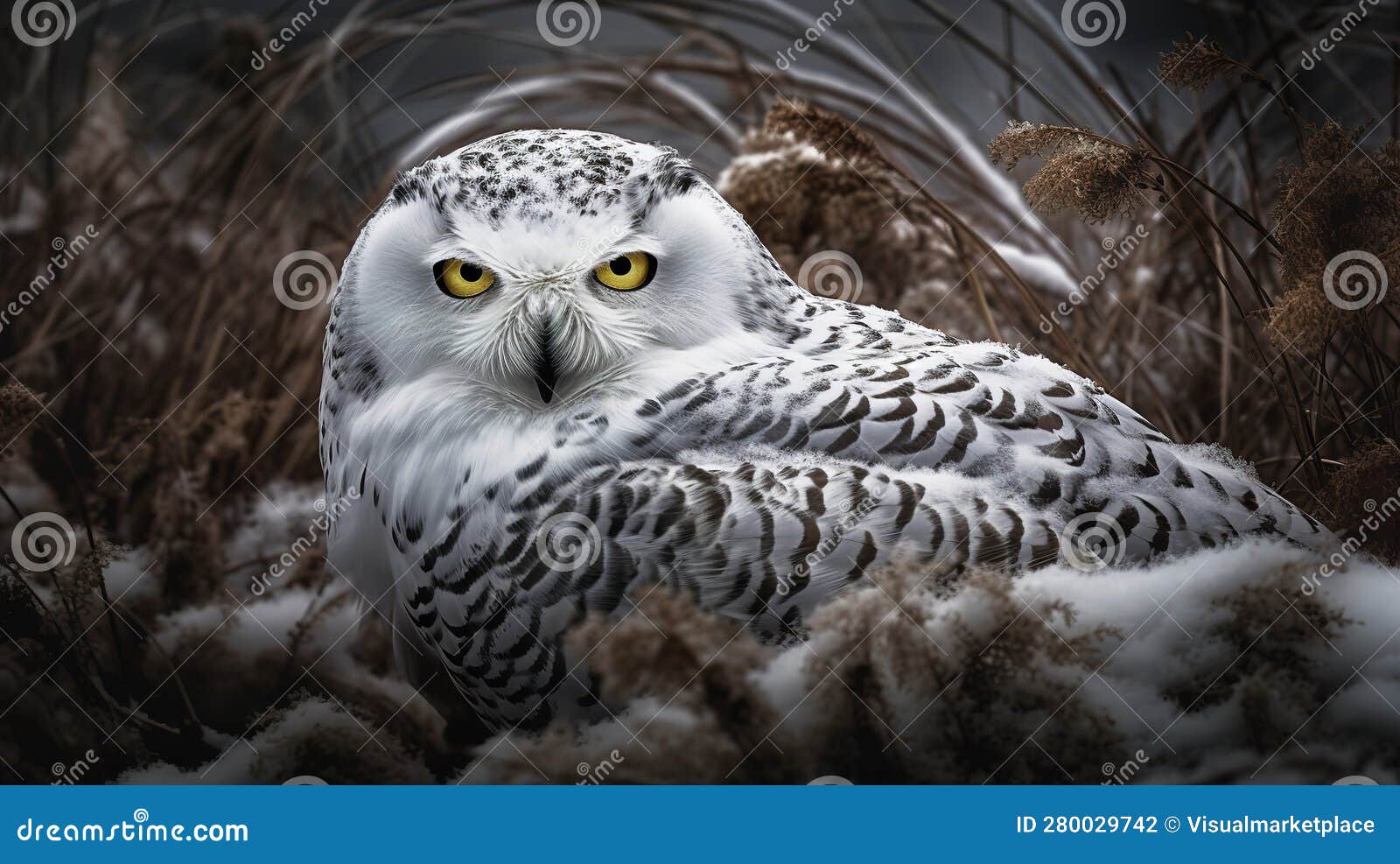 Snowy Owl S Stealthy Pounce in the Arctic Tundra Stock Illustration ...