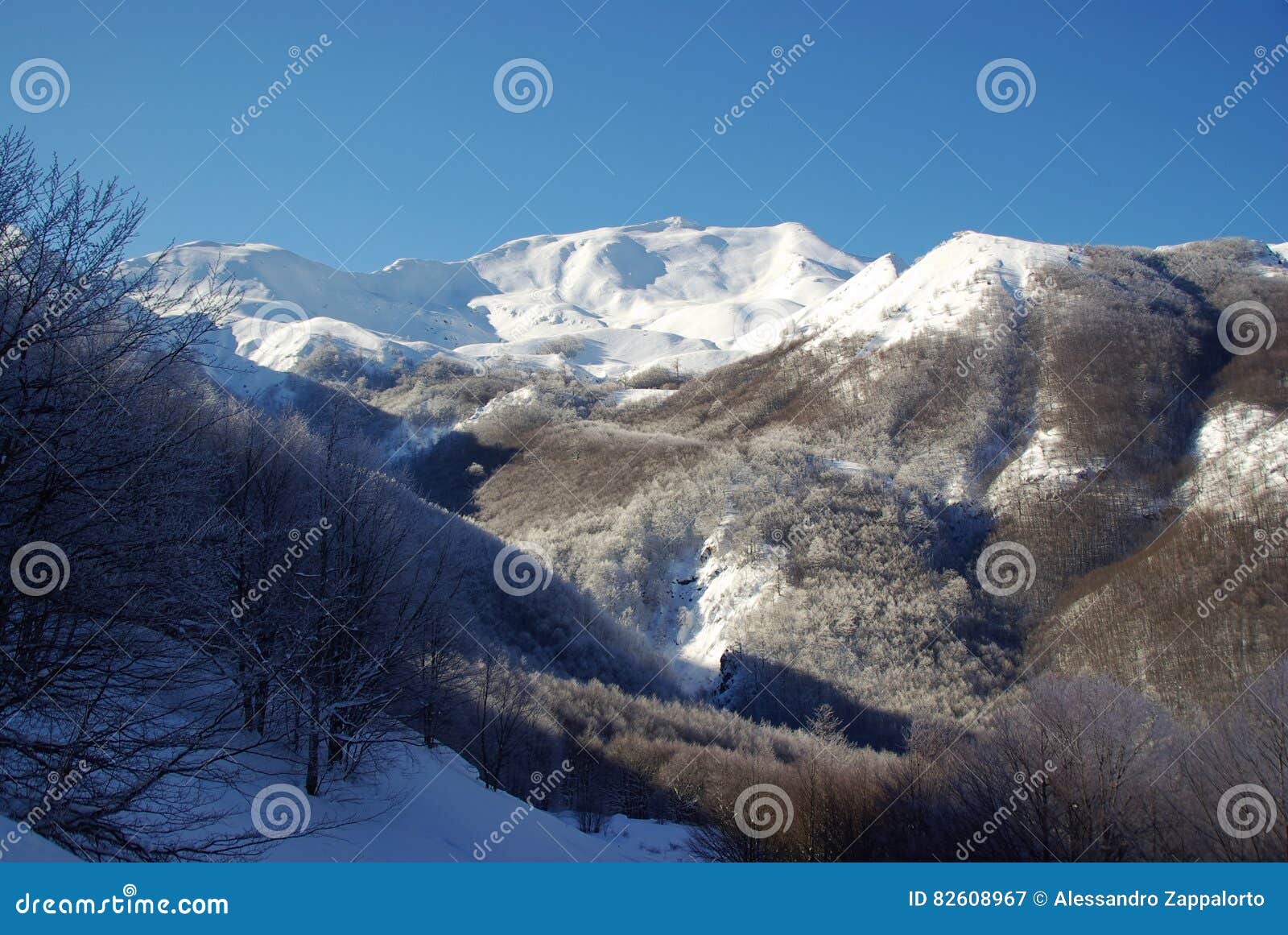 snowy peaks in the european appennines