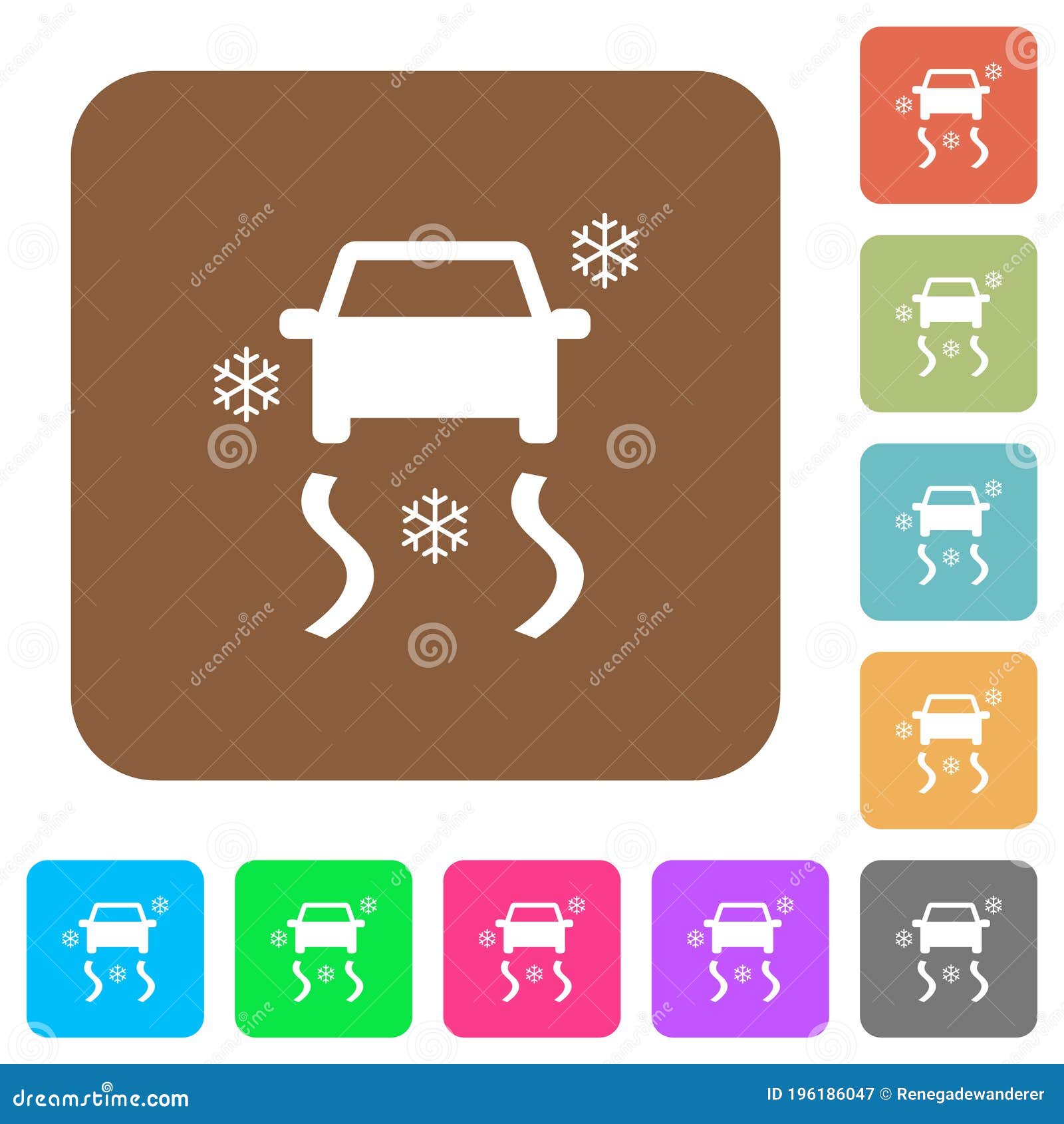 Snowy Road Dashboard Indicator Flat White Icons on Round Color Backgrounds  Stock Vector - Illustration …