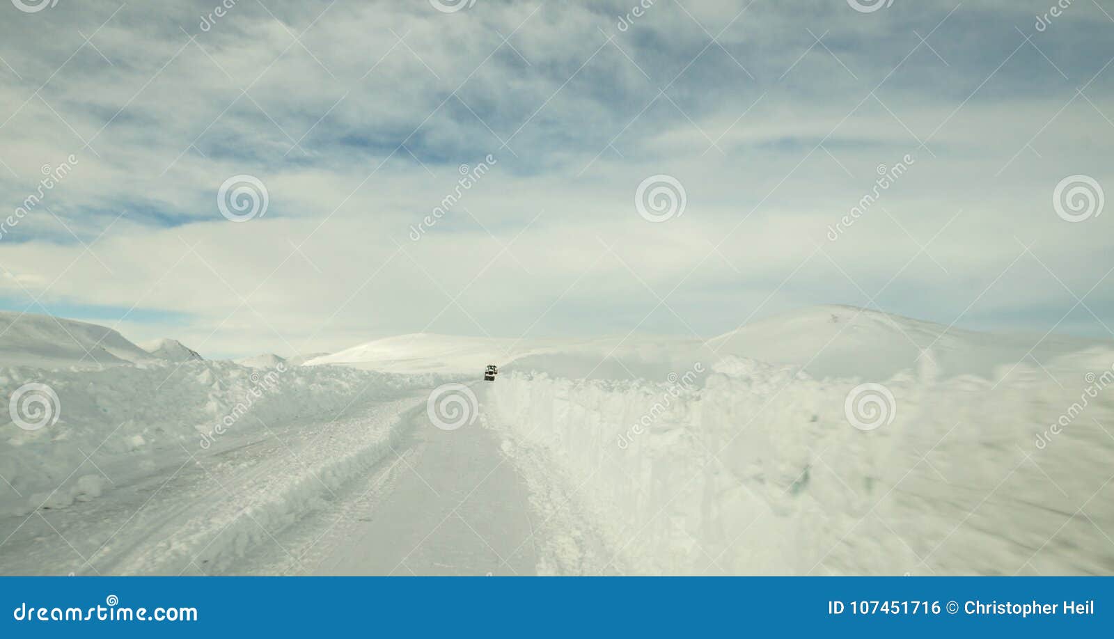 snowy road in iceland