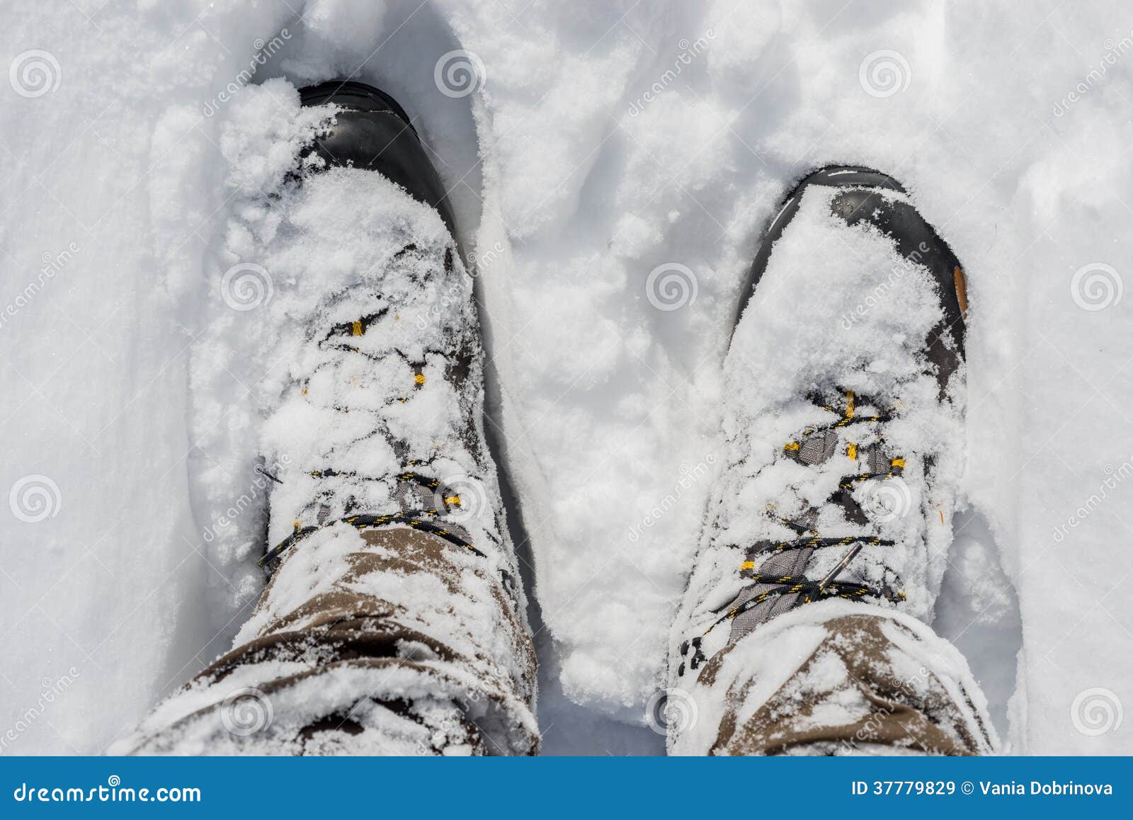 Snowy Winter Boots stock image. Image of eyelet, lace - 37779829