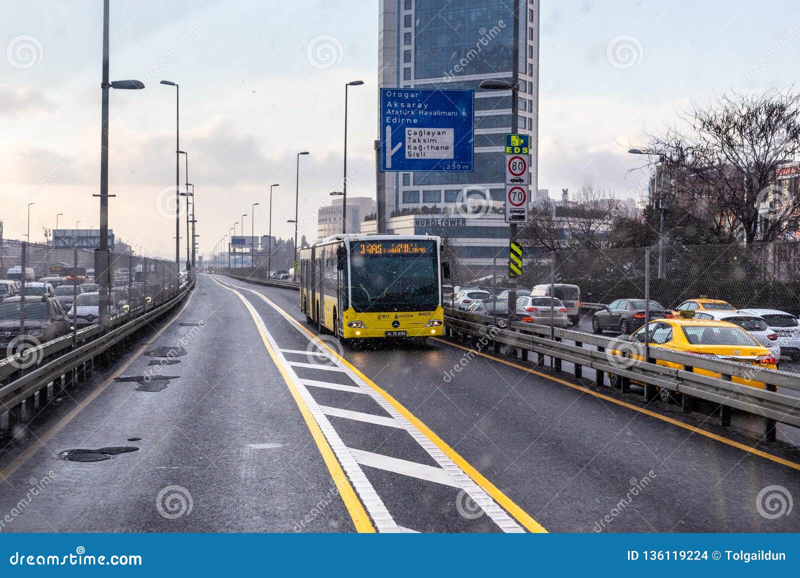 snowy winter day view from metrobus line in istanbul editorial stock image image of rapid passenger 136119224