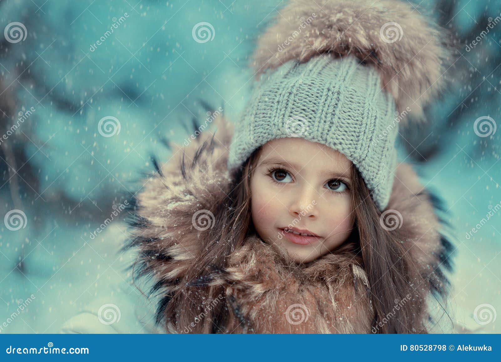 Snowy Winter and a Girl in a Cap Stock Photo - Image of adult, female ...