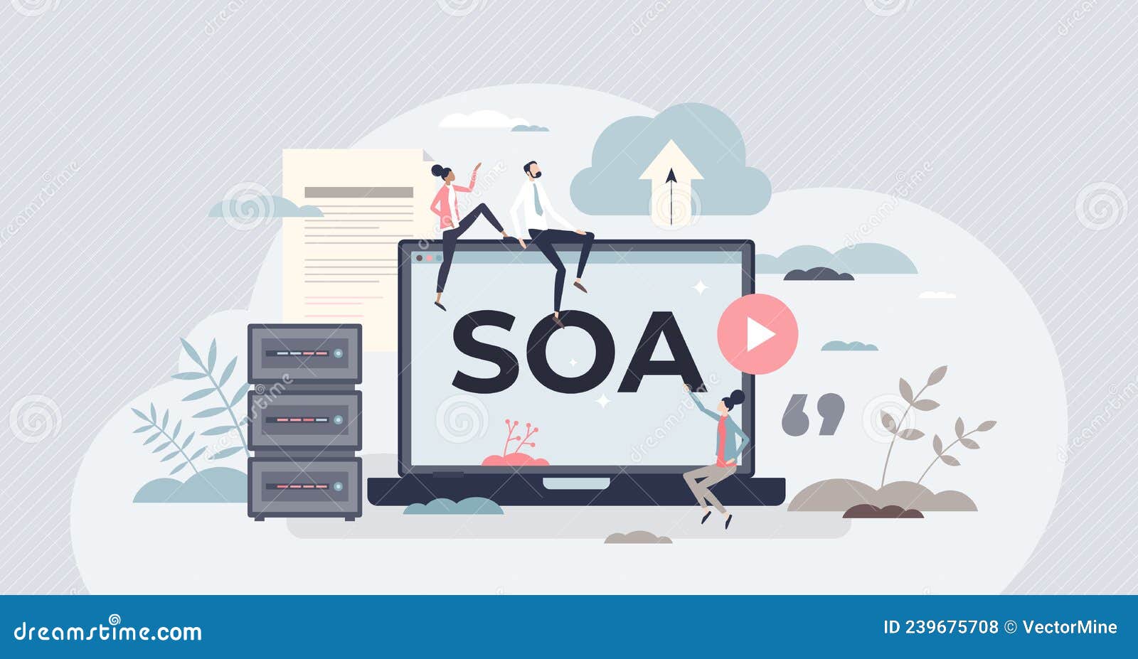 soa or system oriented architecture for software apps tiny person concept