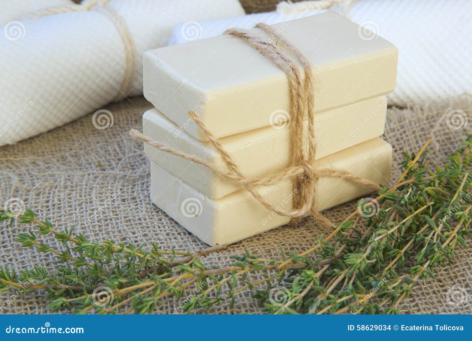 Soap Bars with Thyme Essential Oil Stock Photo Image of cough, breast