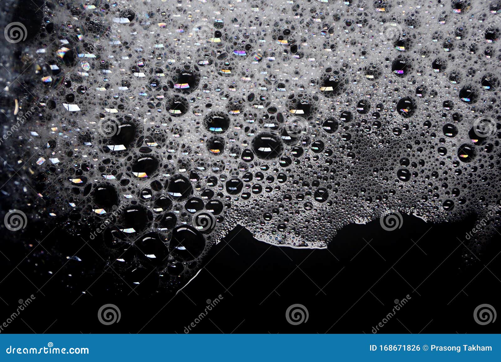 Soap bubbles on a black stock photo. Image of grunge - 168671826