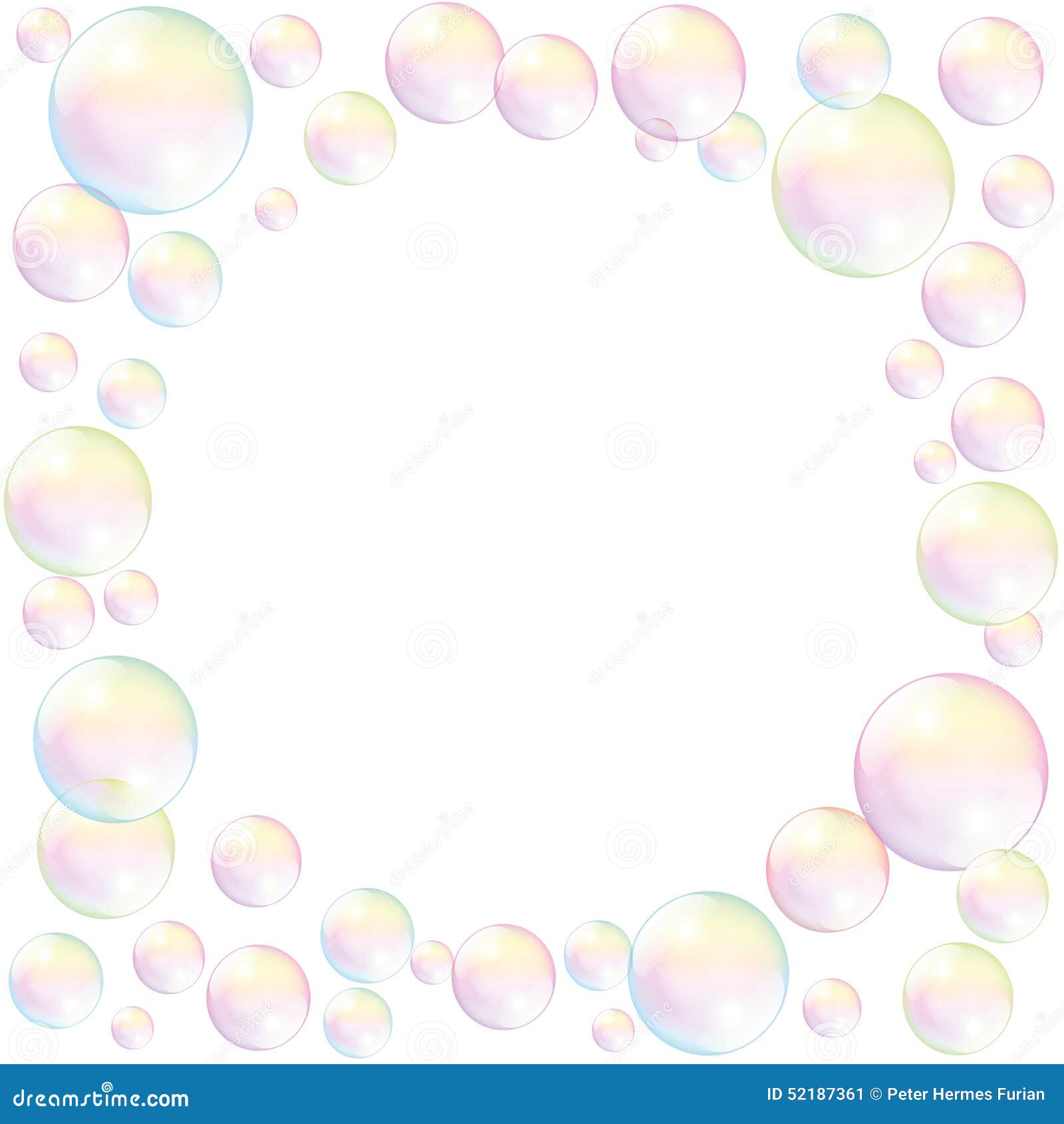 transparent soap bubble background border isolated on white vector
