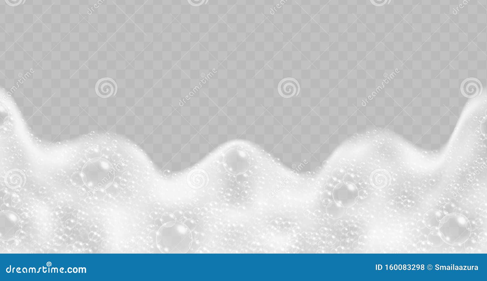 soap foam with bubbles top view  on transparent background.
