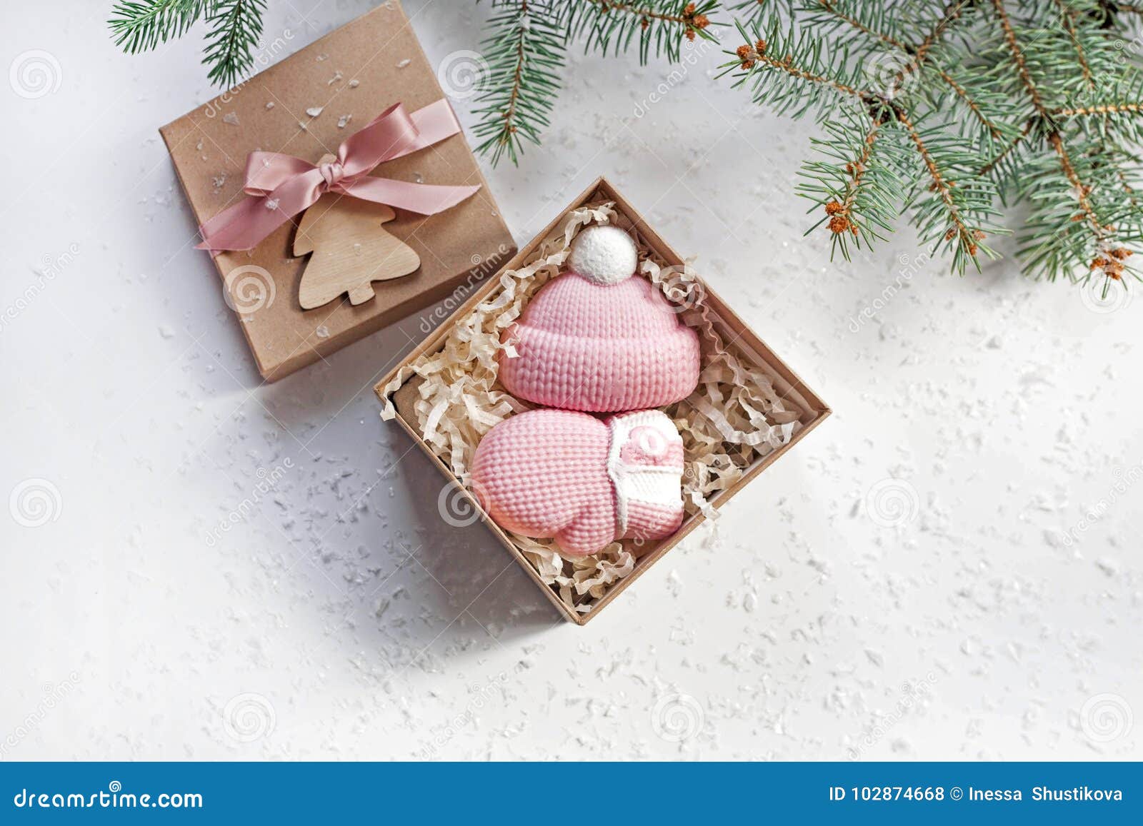 Soap Gift Box for the New Year Stock Photo Image of pink, cosmetics