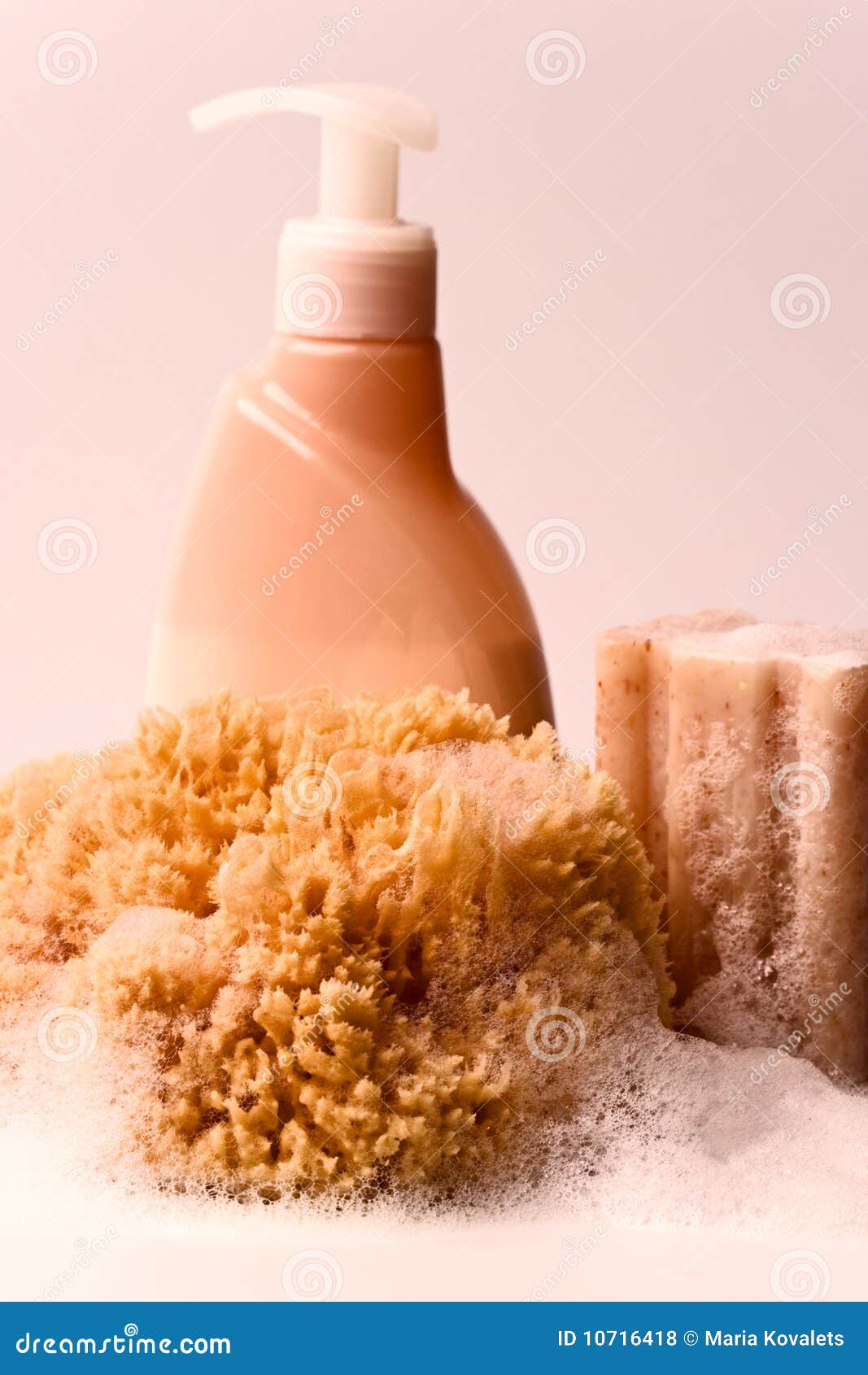 Soap, Natural Sponge and Shower Gel Stock Photo Image of lotion