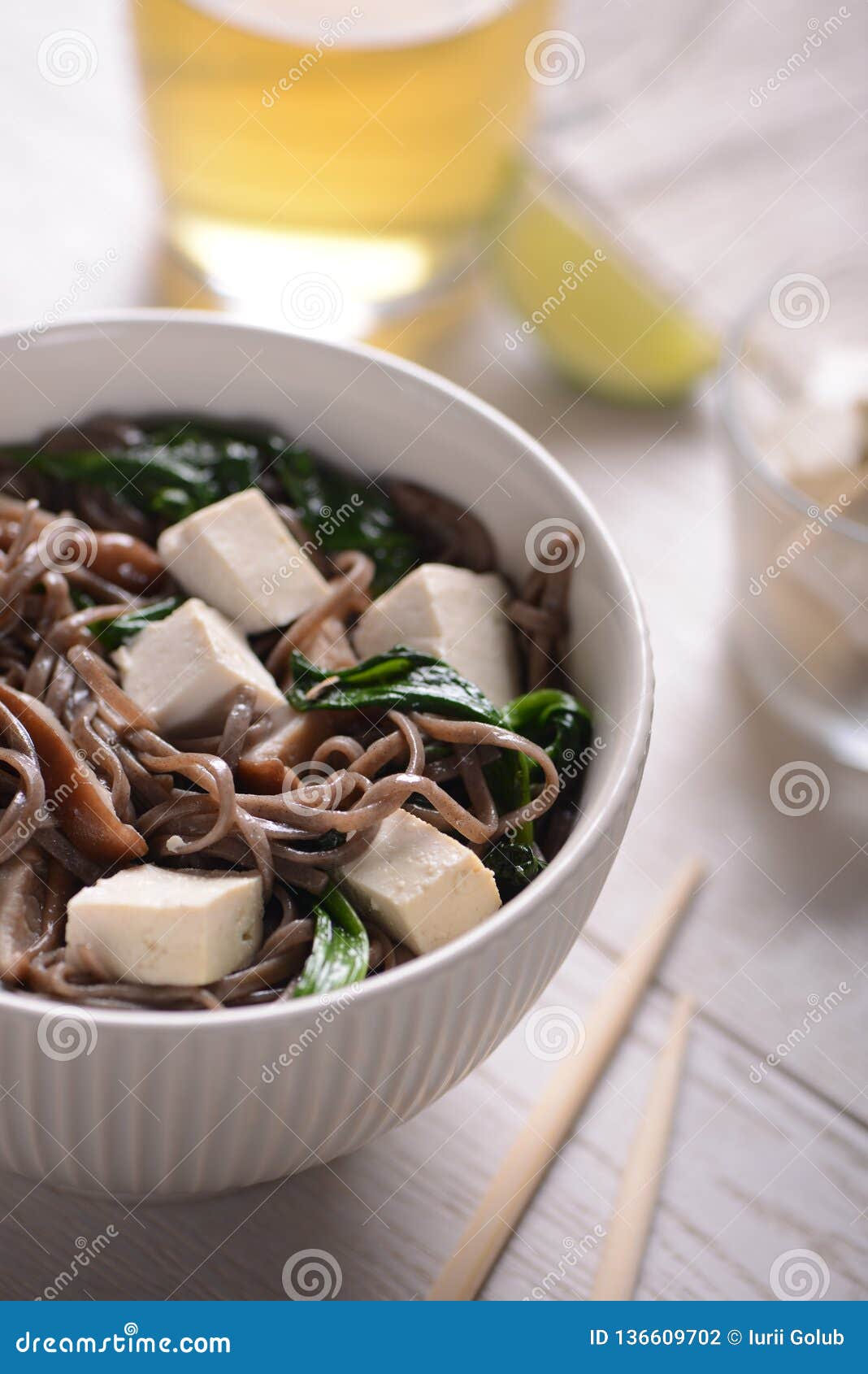 Soba Noodles with Tofu Cubes Stock Photo - Image of lunch, delicious