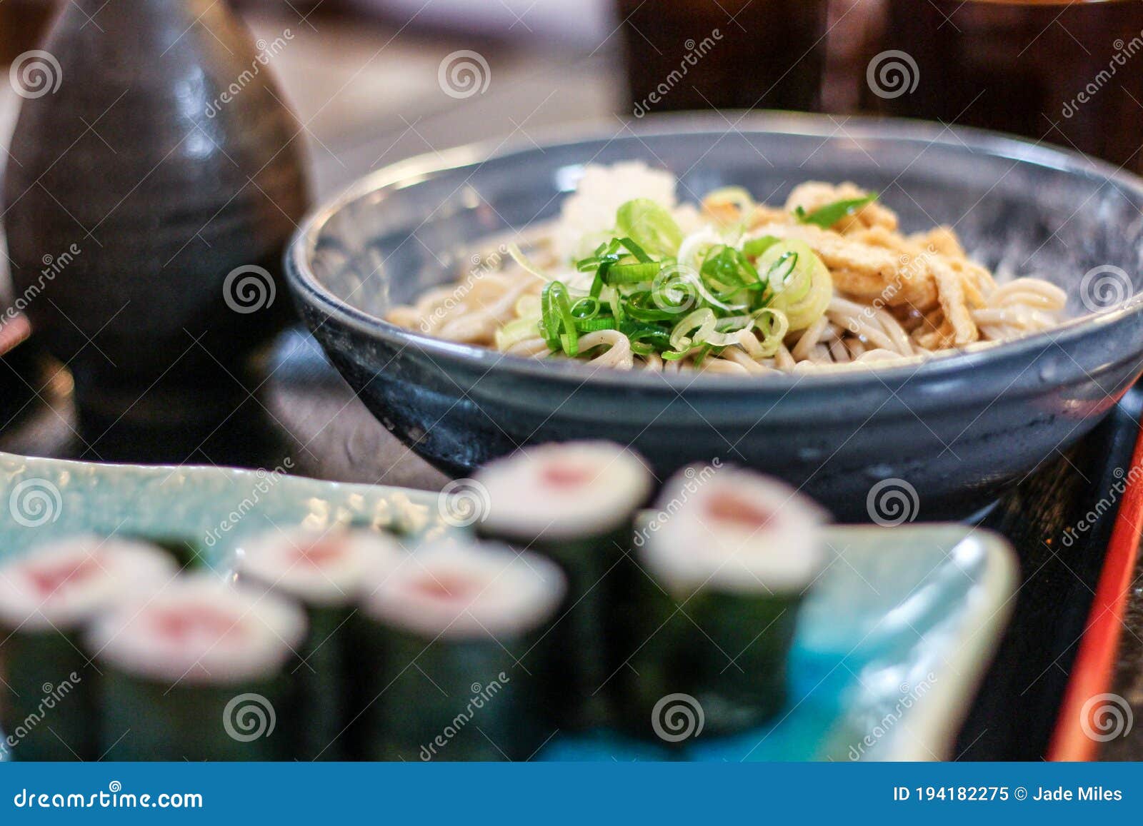 Soba and Sushi Set Lunch in Japan Stock Image Image of buckwheat
